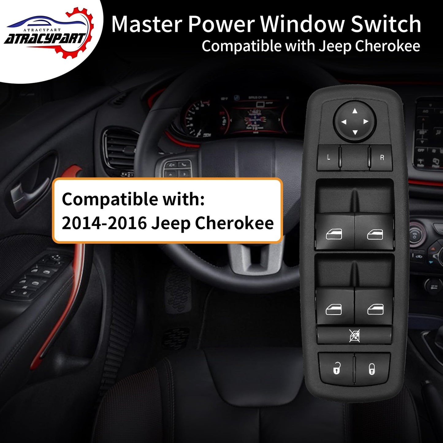 Master Power Window Switch | 8 PINS + 13 PINS Check Required | Replacement for 2015-2017 Chrysler 200, 2013-2016 Dodge Dart, 2014-2018 Jeep Cherokee | Replaces# 68271203AB, 68271203AA