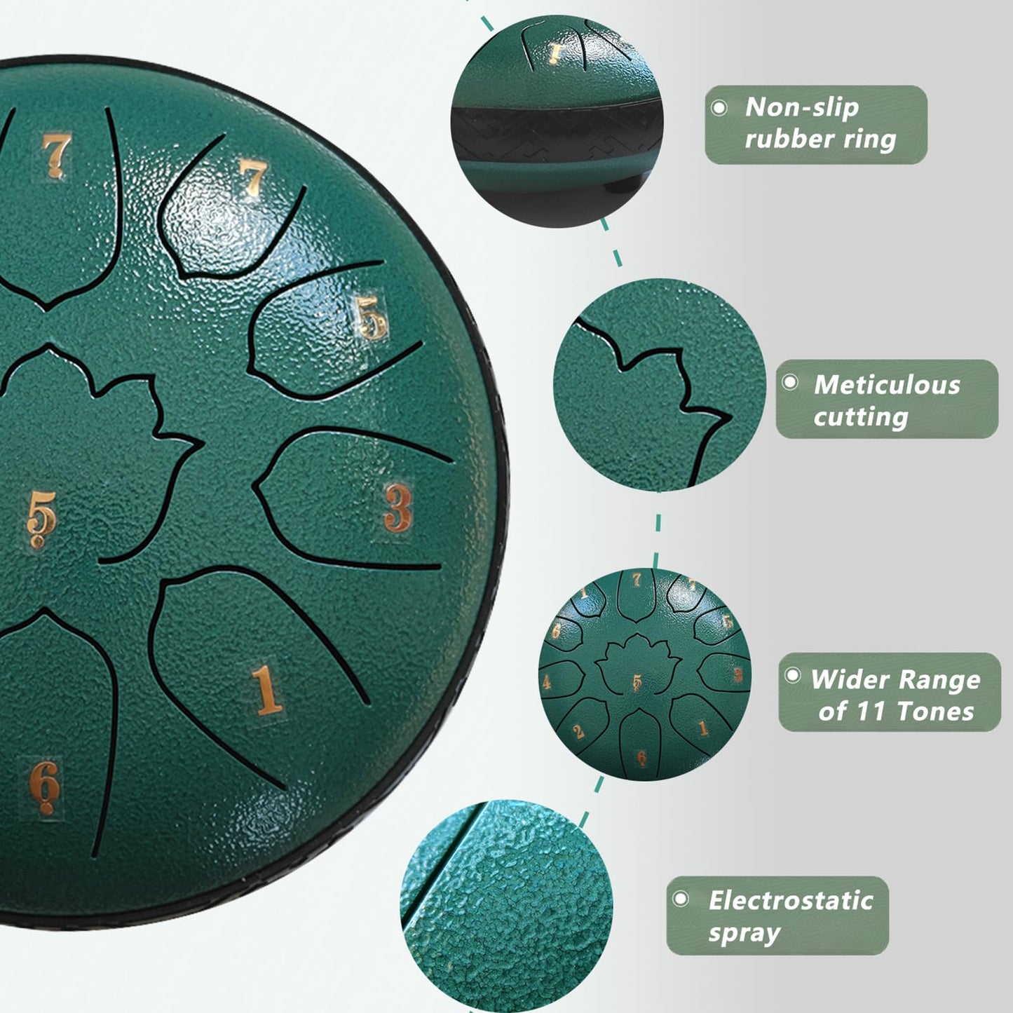 Steel Tongue Drum 11 Notes 6 Inches, Rain Drum for Outside with Bag, Music Book, Mallets, Finger Picks, Stickers – Meditation & Yoga Steel Drum