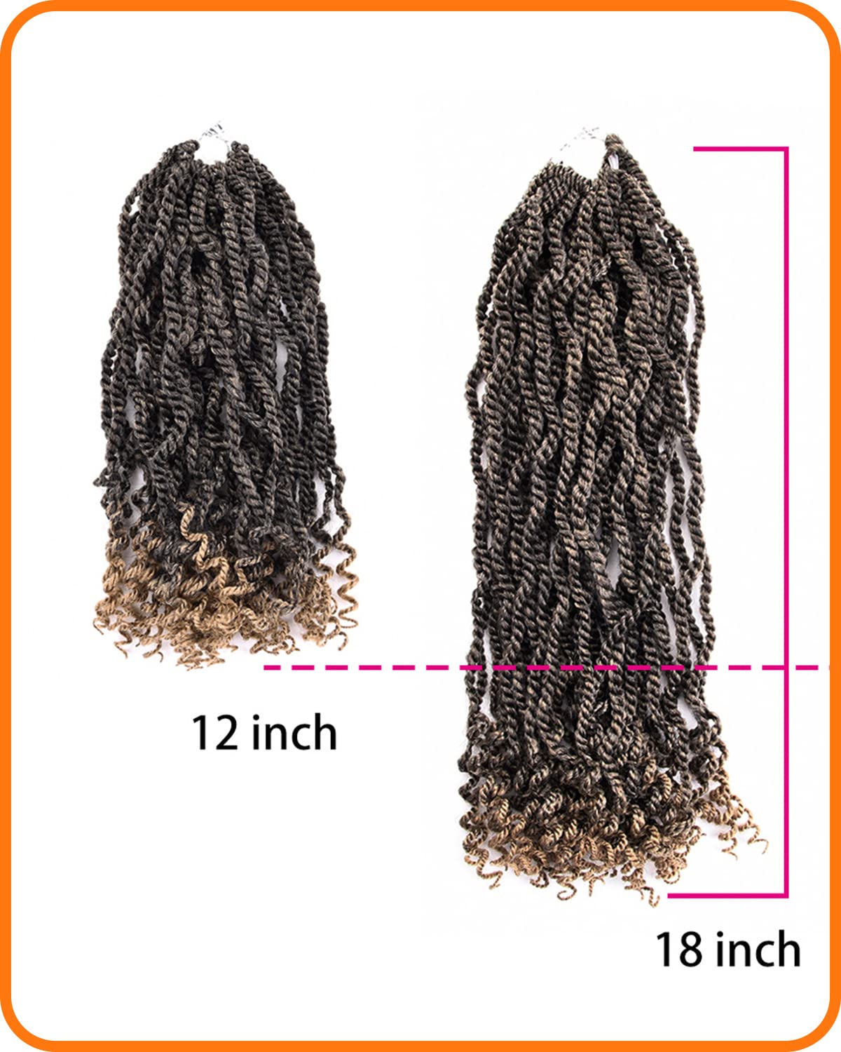 12 Inch Wavy Senegalese Twist Crochet Hair for Black Women 6 Packs Braids Wavy Ends Synthetic Hair Extension Curly Crochet Twist Braiding Hair (T27#, 12 Inch)