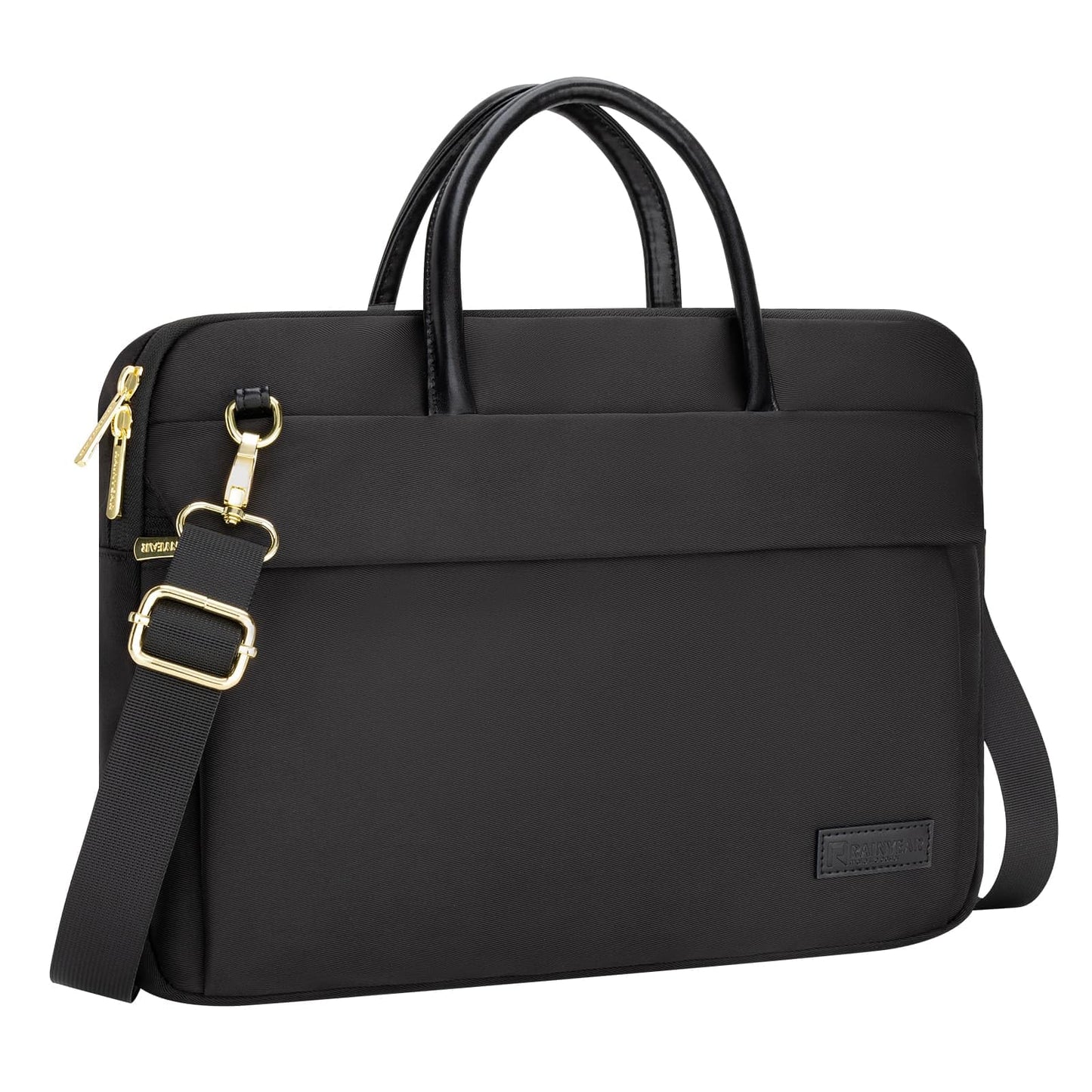 RAINYEAR 15.6 Inch Laptop Bag for Women, Protective Waterproof Large Capacity Computer Shoulder Bag Carrying Case with Handle for 15.6 Inch PC Computer Laptop, Black