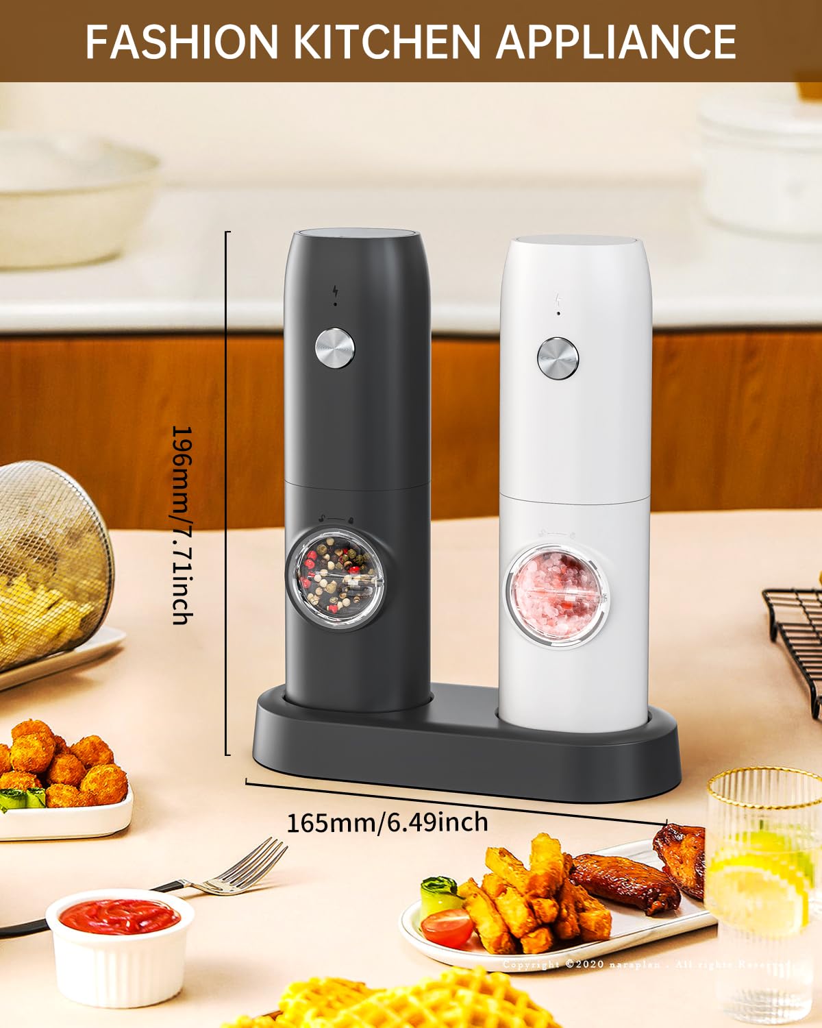 CIRCLE JOY Electric Salt and Pepper Grinder Set, USB Rechargeable Pepper Mills with Ceramic Grind and Adjustable Coarseness, Automatic Grinder for Home, Kitchen, Black White