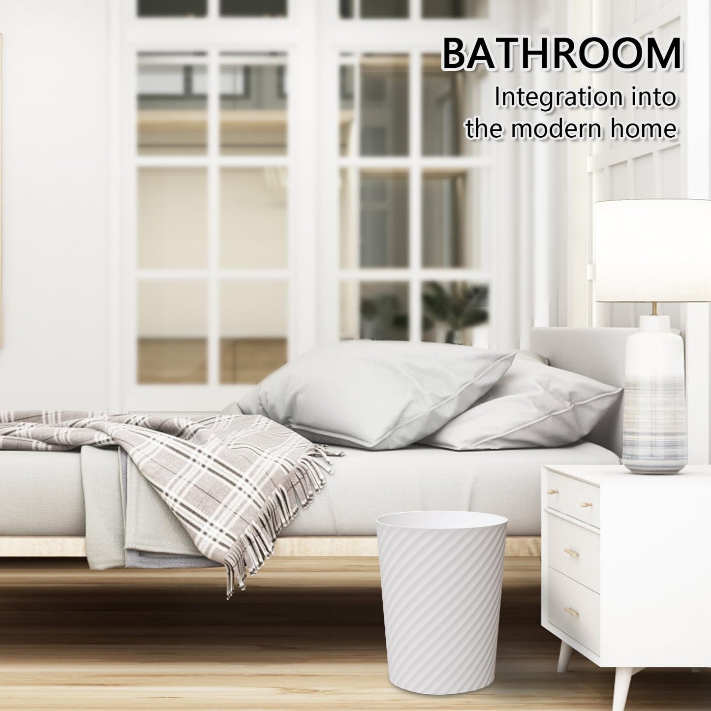 Bathroom Garbage Can 3 Pack 6.8L/1.8 Gallon Small Garbage Can, Round Plastic Trash Can, Slim Waste Basket for Bedroom, Bathroom, Kitchen, Living Room, Office, Car, RV, Fits Under Sink