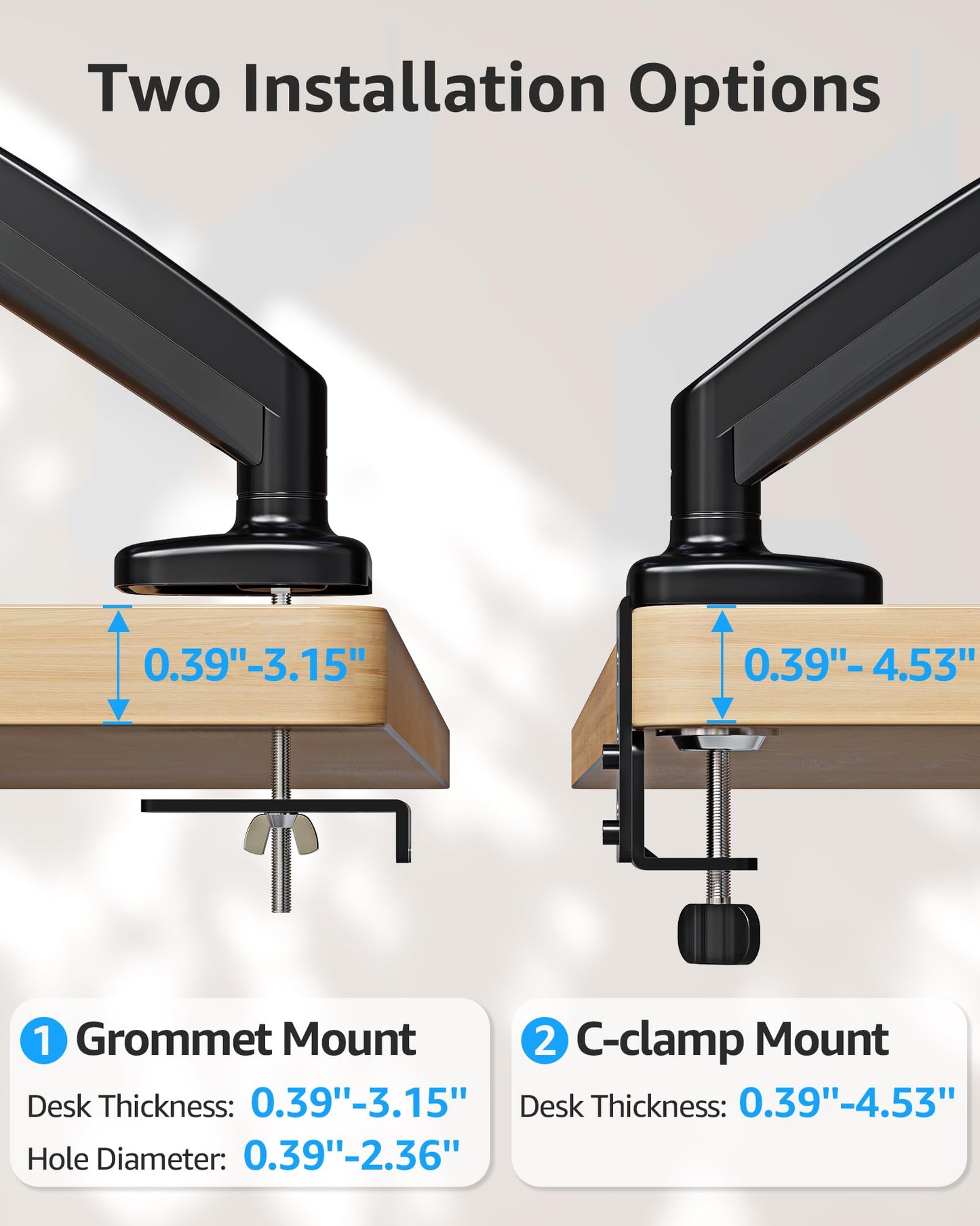 MOUNTUP Single Monitor Desk Mount Holds Screen up to 32 inch, Height Adjustable Monitor Arm, Computer Monitors Stand with Clamp/Grommet Base, VESA Mounts Fit 4.4-17.6lbs Computer, Black