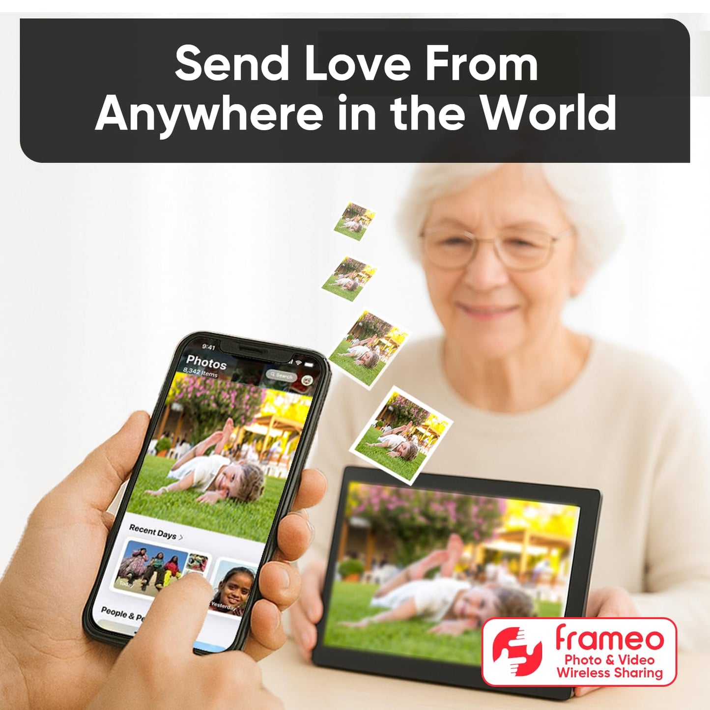 10.1 Inch WiFi Digital Picture Frame, 1280×800 HD IPS Touch Screen, 16 GB Memory, Auto‑Rotate, Wall‑Mountable