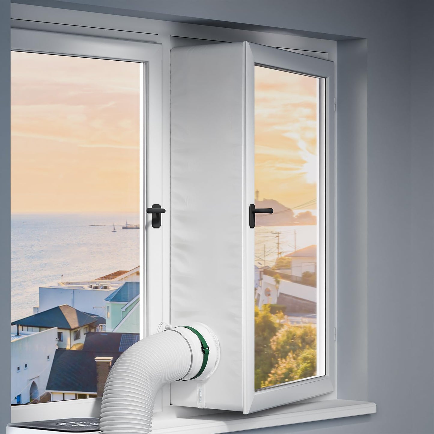 LOVIGA 400CM(157") Portable AC Window Seal, 100% Airtight Casement Window Vent Kit Seal Kit for Portable Air Conditioner & Ventilation System, Easy to Install, No Drilling