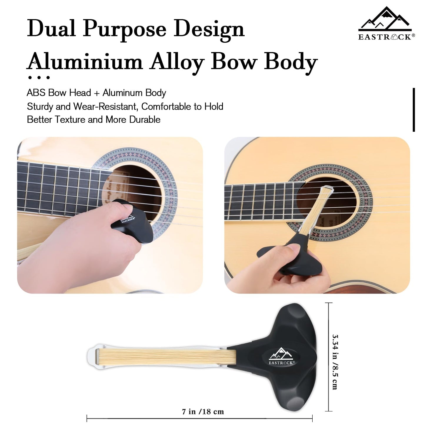 EASTROCK Guitar Bow, 2-in-1 Picasso Bow, Create Cello and Violin-Like Sounds, Dual-Purpose Plucked String Tools, Guitar Bow kit for Beginners and Professional Players Gift for Music Lover, Short Black