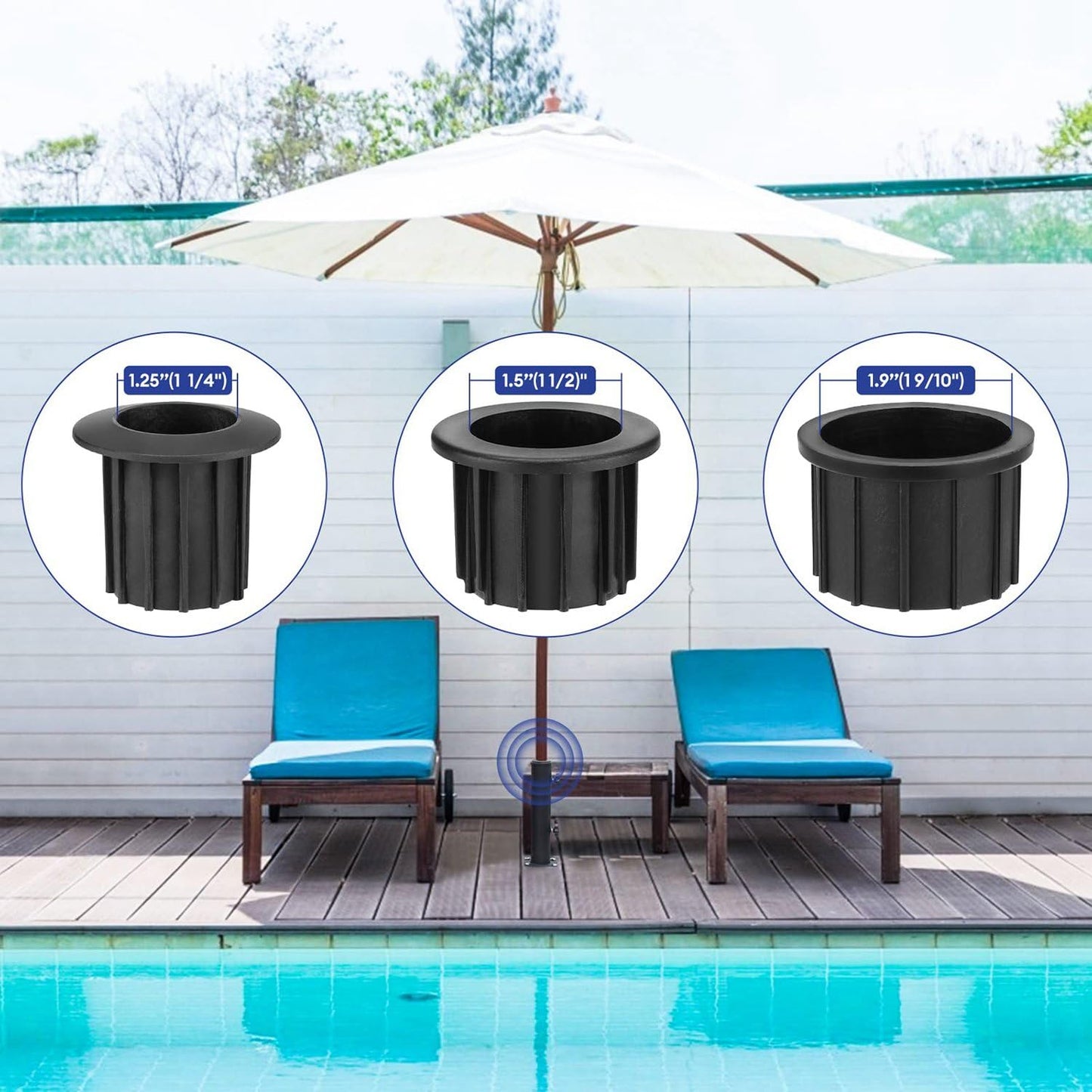 Deck Mount Umbrella Holder, Heavy Duty Steel Outdoor Umbrella Base, Umbrella Deck Mount, Outdoor Umbrella Stand for Patio Table, Balcony, Decks, Docks, Backyard