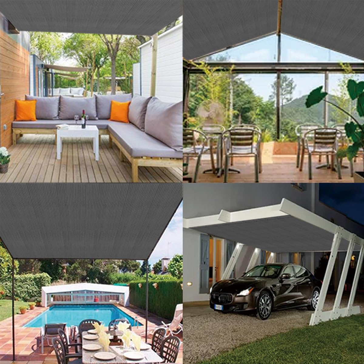 90% 10x10ft Sun Shade Cloth for Outdoor Deck Backyard Patio Garden Pergola Cover Canopy Gray