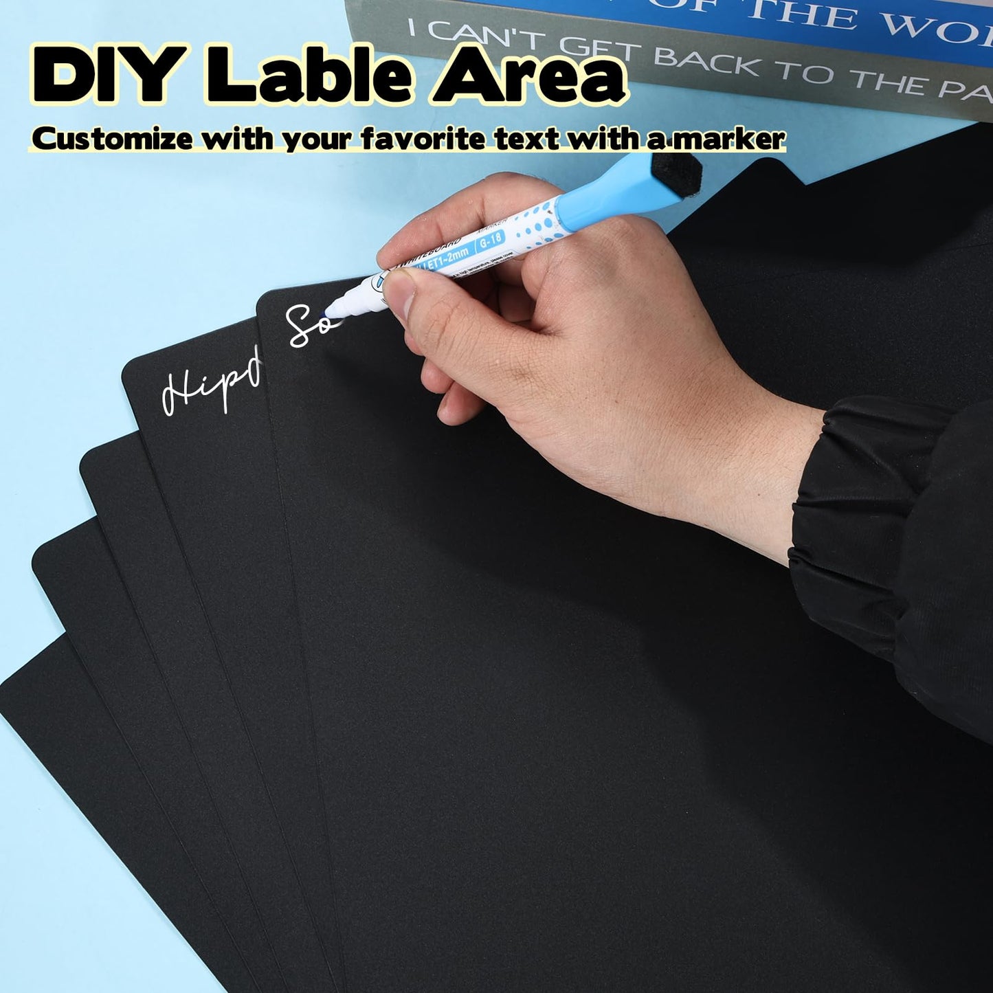 20 Pcs Vinyl Record Dividers, 31.5x34cm Plastic Record Divider with Tabs, Reusable LP Organizers DIY Blank Album Vinyl Separators for 33 RPM LP Organization (Black)