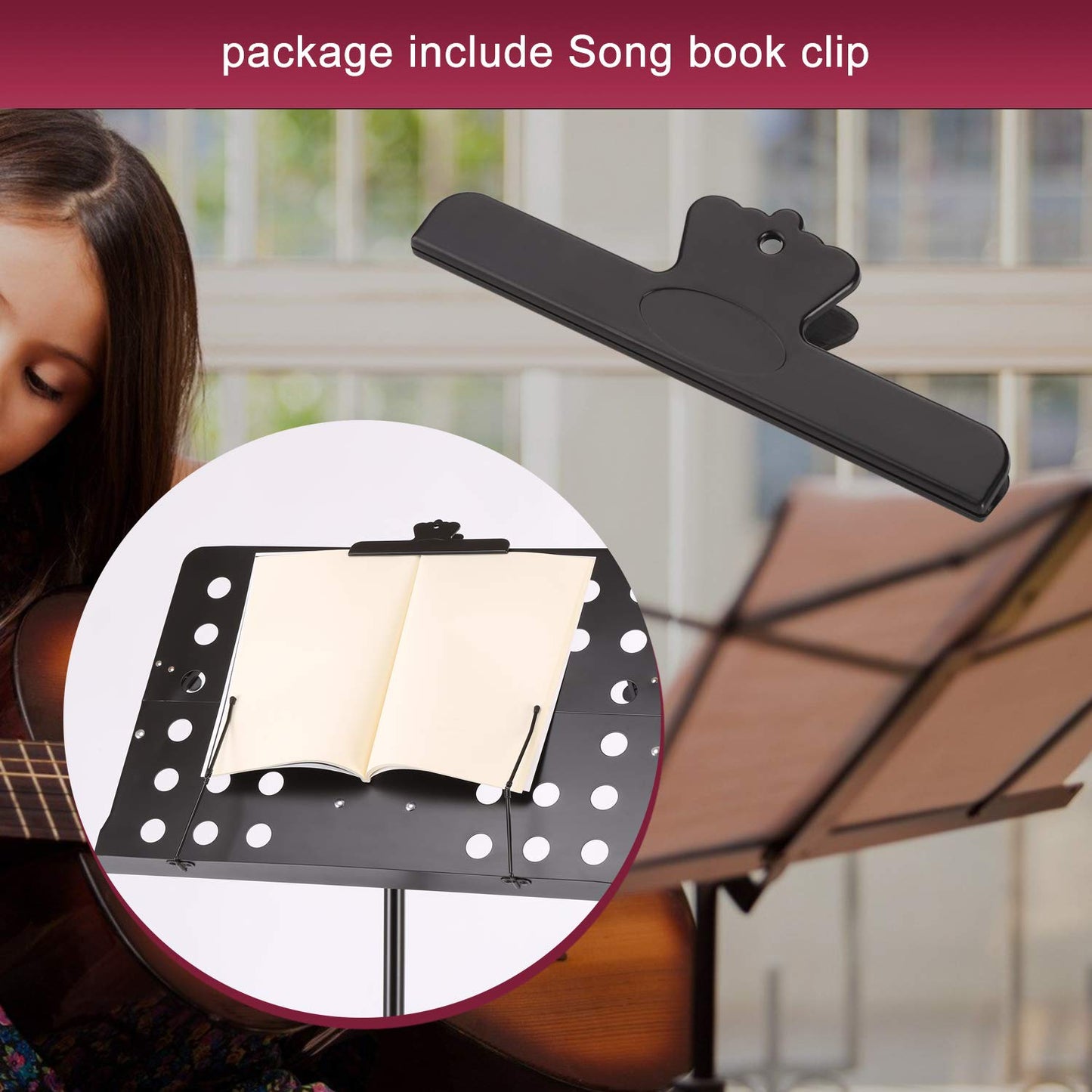 IMAGE 21.6-63 inch Sheet Music Stand Adjustable and Foldable Travel Metal Music Stand with Music Tray, Carrying Bag, and Music Sheet Clip Holder for Instrumental Performance