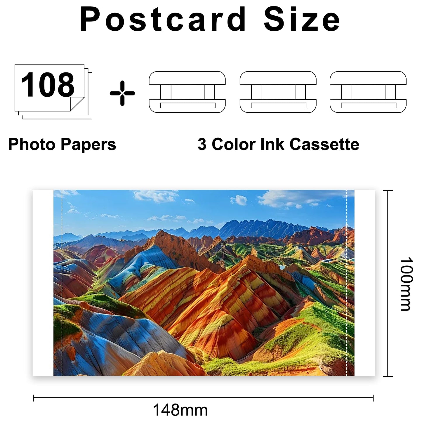 Compatible with Canon Selphy CP1500 3 Ink Cartridge & 108 Sheets 4x6 Photo Paper Set Refill,for Selphy CP1500 CP1200 CP1000 CP910 CP900,Water & Oxidation-Proof