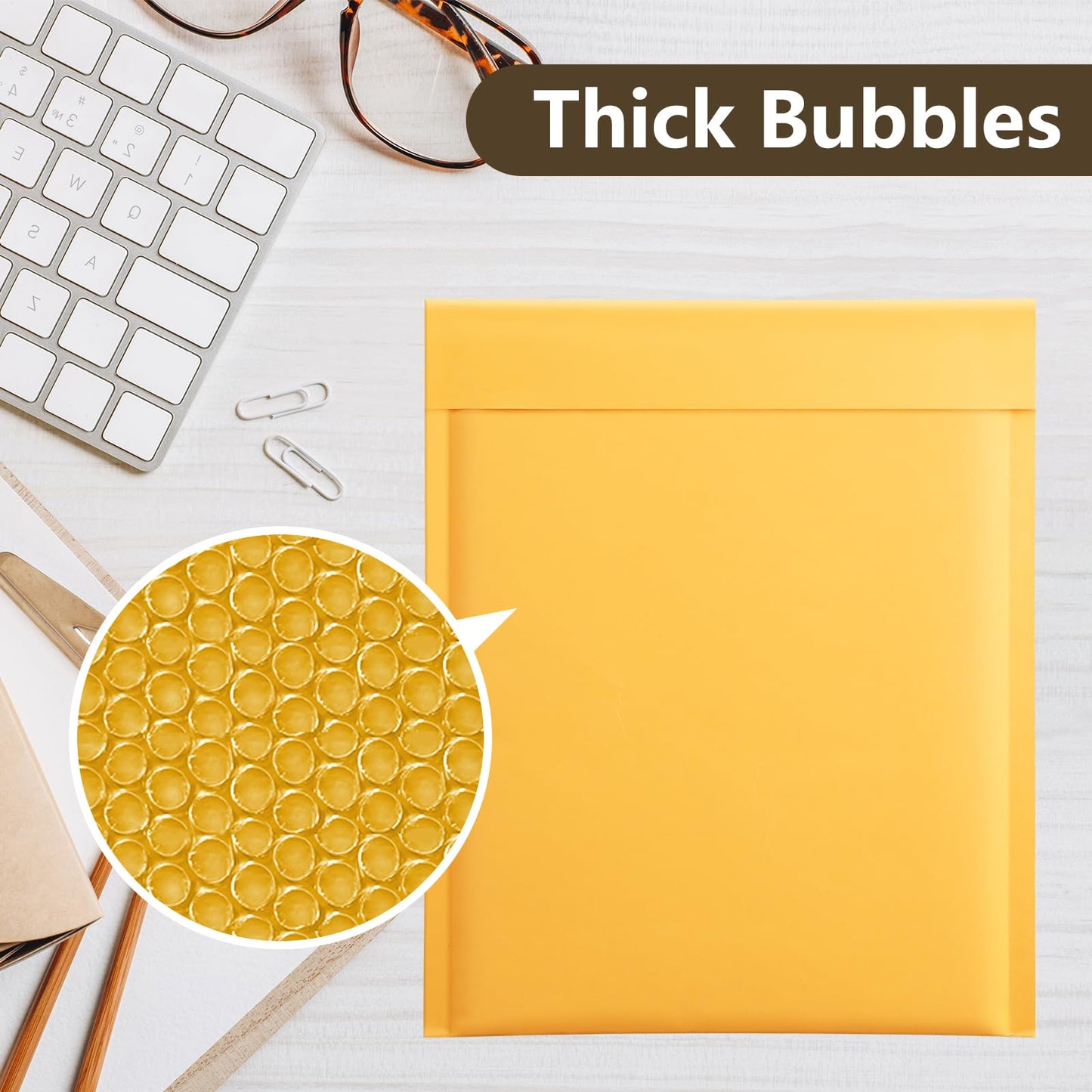 UCGOU Bubble Mailers 4x8 Inch Yellow 100 Pack Usable Size 4x7 Inch Kraft Padded Envelopes Small Business Mailing Packages Opaque Self Seal Boutique Shipping Bags Shipping Trading Card Bubble Mailer