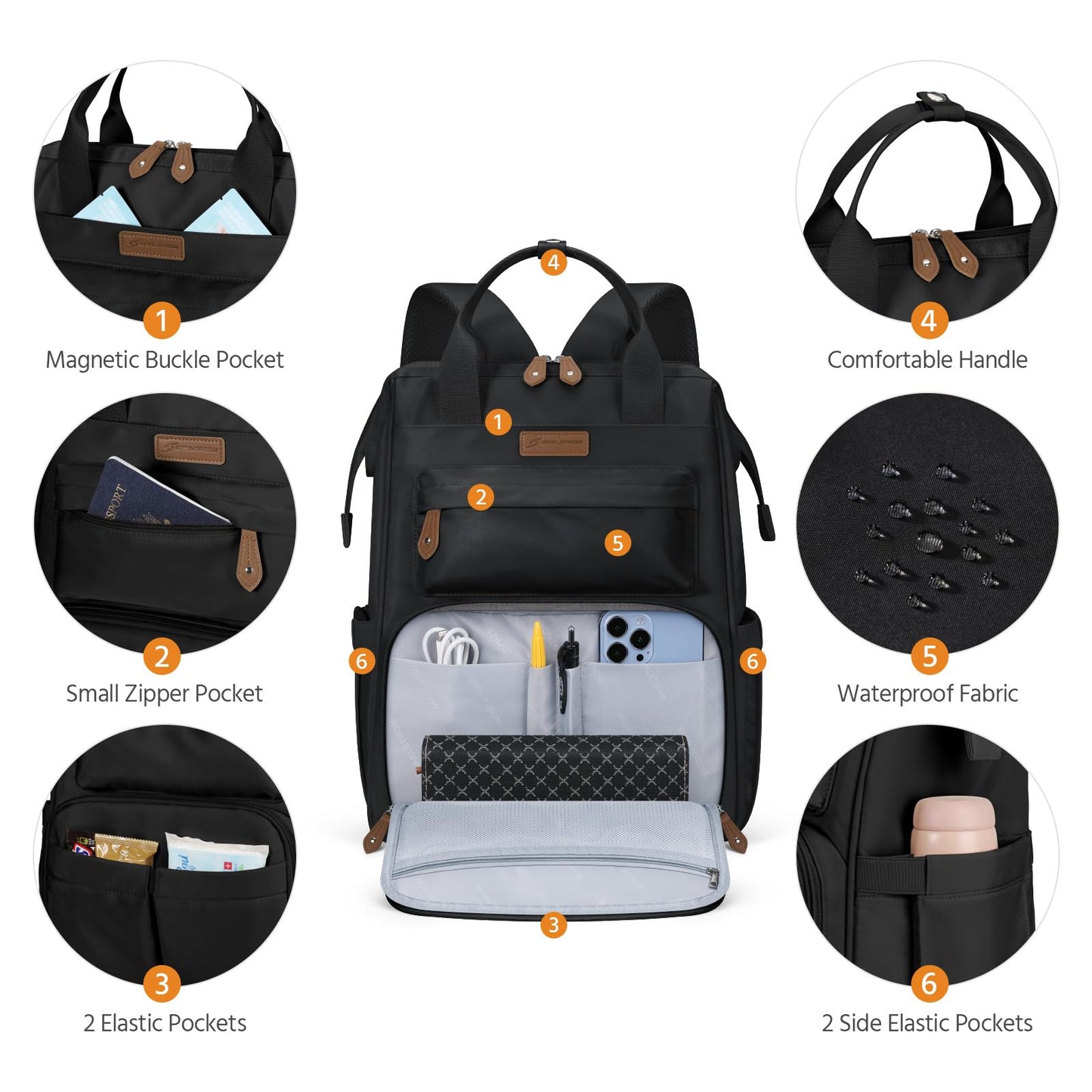 Maelstrom Laptop Backpack for Women Men, Waterproof Travel Backpack, Anti-Theft Computer Work Bag with Luggage Strap (Black-17.3Inch)