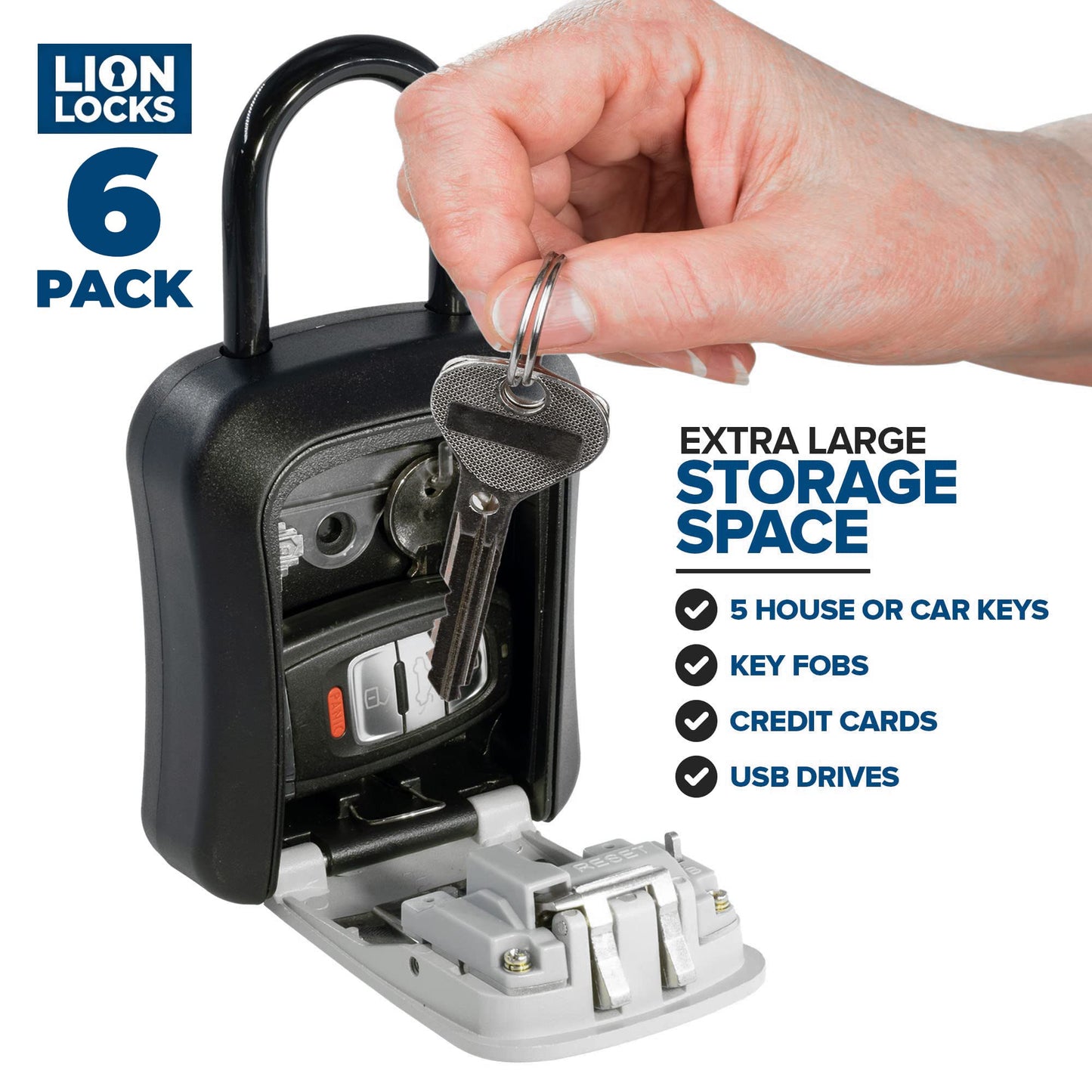 Lock Box for Keys - Lockbox for House Key, Lock Box with Combination for Real Estate, Car, House, Waterproof Key Safe - Easy Installation (6 Pack)