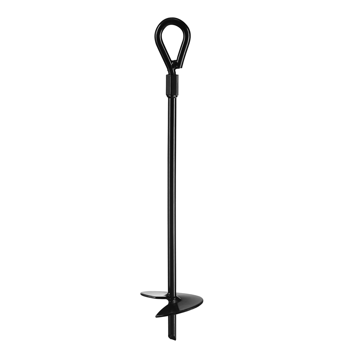 VASGOR 20” Ground Anchors (8pcs) Easy to Use with Drill, 3" Helix Diameter, Heavy Duty Anchor Hook for Camping Tent, Canopies, Car Ports, Sheds, Swing Sets, Securing Animals – Black Powder Coated