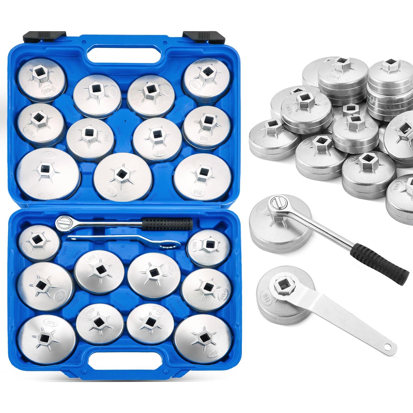 Acymner 23PCS Oil Filter Removal Tool, Oil Filter Removal Cap Wrench Socket Tool Set 1/2" Automotive Garage Tool