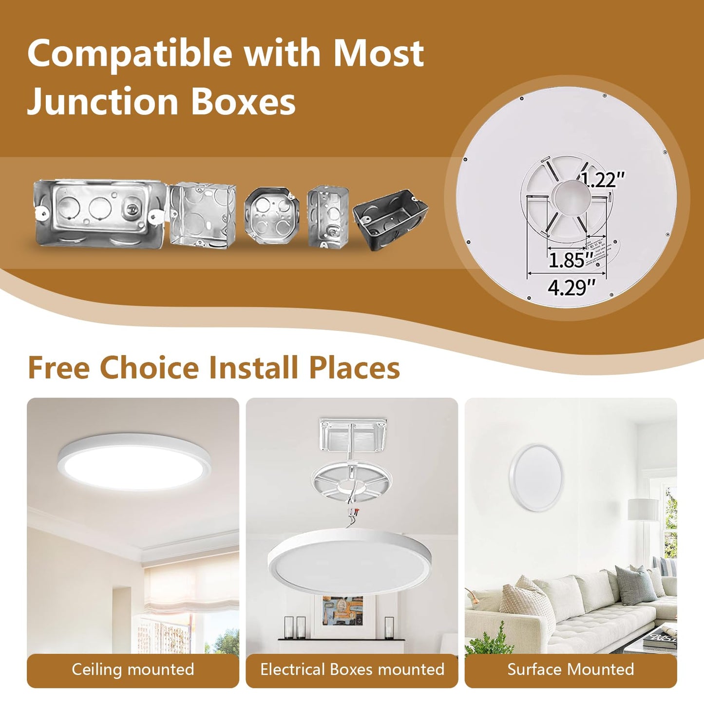 4PK 12Inch LED Flush Mount Ceiling Light, 24W, 2520LM, 3000K/4000K/6000K CCT Selectable, 0.9inch Super Slim LED Ceiling Light Fixture, Low Profile Round Flat Panel Light for Bedroom,Kitchen,Hallway