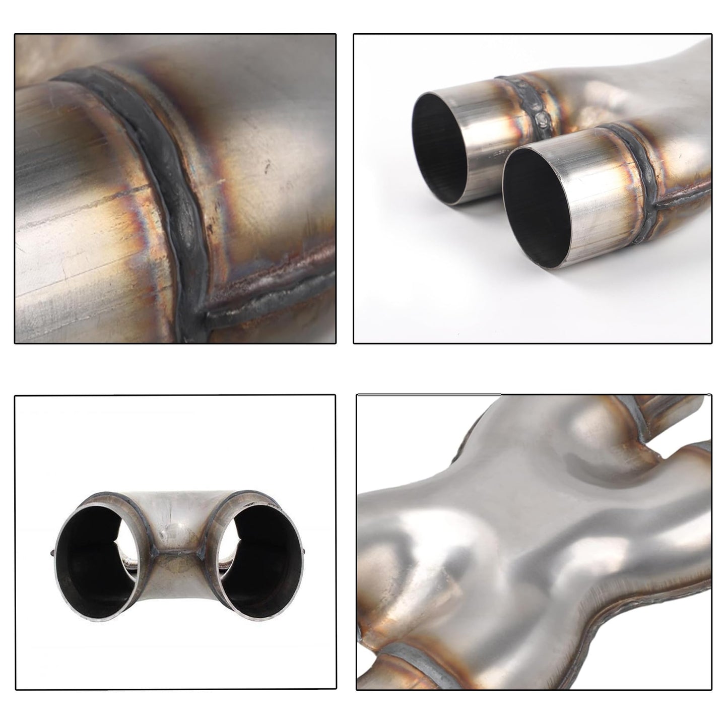 Exhaust X Pipe, T409 Stainless Steel X Pipe 2.5'' Dual to 2.5'' Dual Exhaust Adapter Connector, 2 1/2 Inch Universal Crossover X Pipe, 12" Overall Length, Weld-On