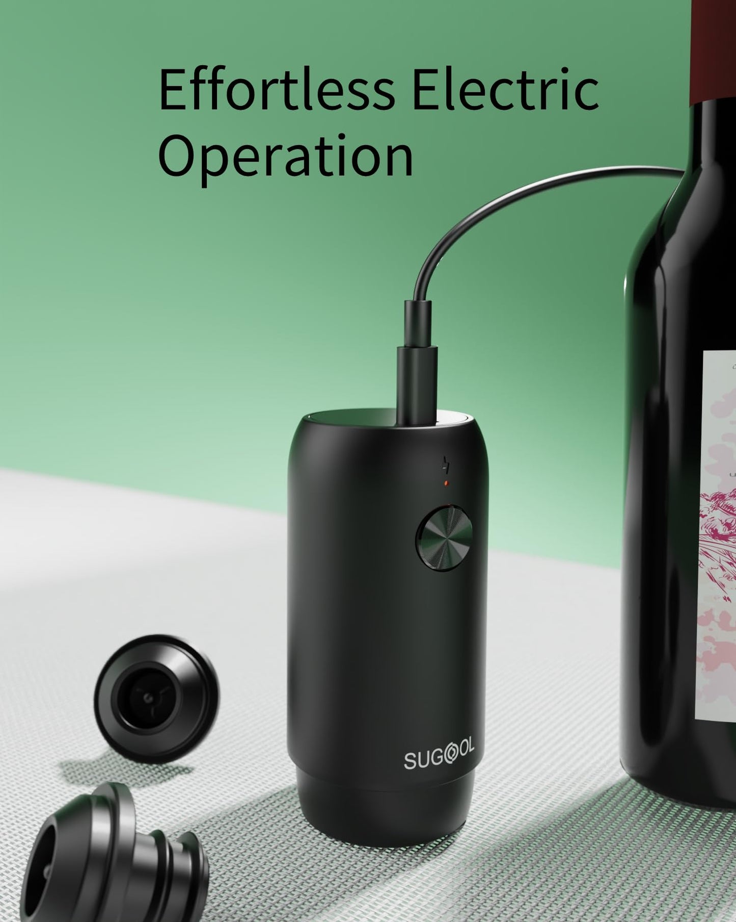 Electric Wine Saver & Preserver Pump with Vacuum Wine Bottle Stopper, Rechargeable, 4 Reusable Wine Bottle Stoppers, Wine Sealer, Keep Wine Fresh for Days