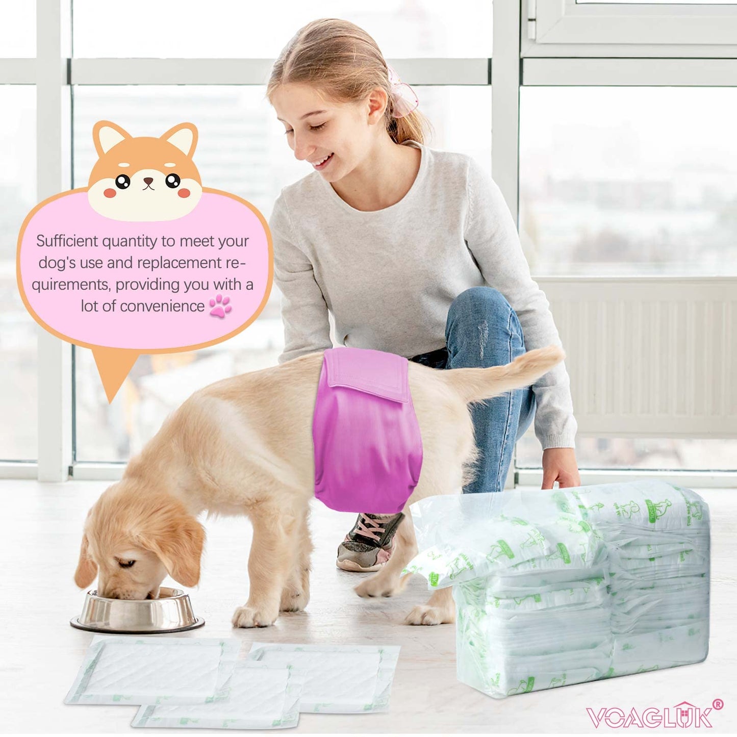Dog Diaper Liners for Male and Female Dogs, 130 Count, Super Absorbent Disposable Dog Diapers Booster Pads fit Most Pet Belly Bands and Wraps (X-Large)