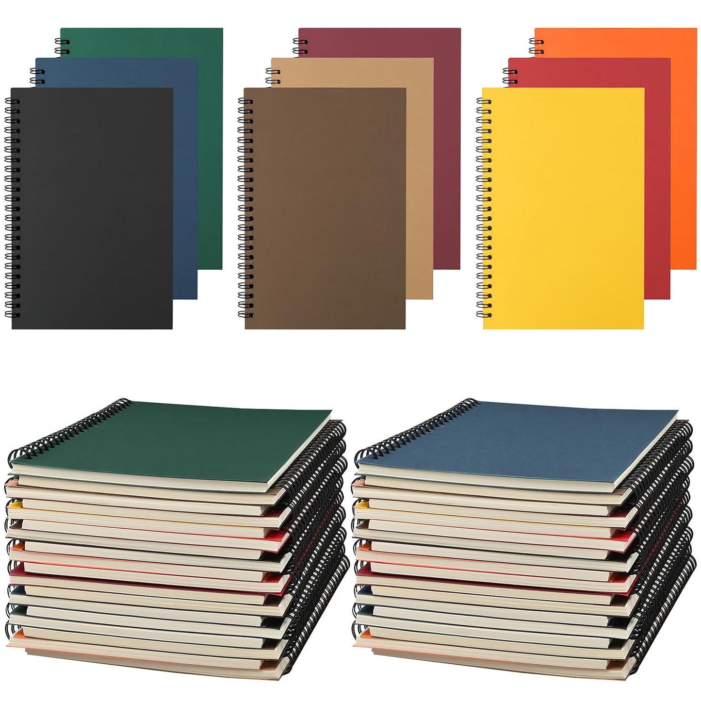 36 Pack Spiral Notebook Journal, A5 Size Lined Spiral Notebook College Ruled Writing Notebooks Bulk Sketchbook Notepad for Office School Supplies, 50 Sheets/100 Pages(9 Colors)