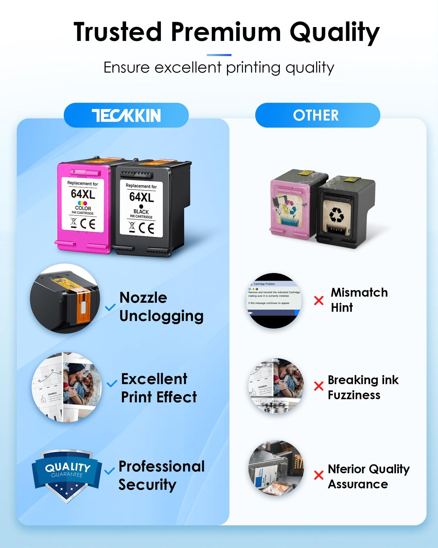 64XL Ink Cartridges Black and Colour for HP 64 XL Combo Pack for HP64 HP64XL Cartouche Encre Replacement for HP Envy Photo 7855 7864 7120 7130 7858 6252 6255 6258 Tango X Terra Printer