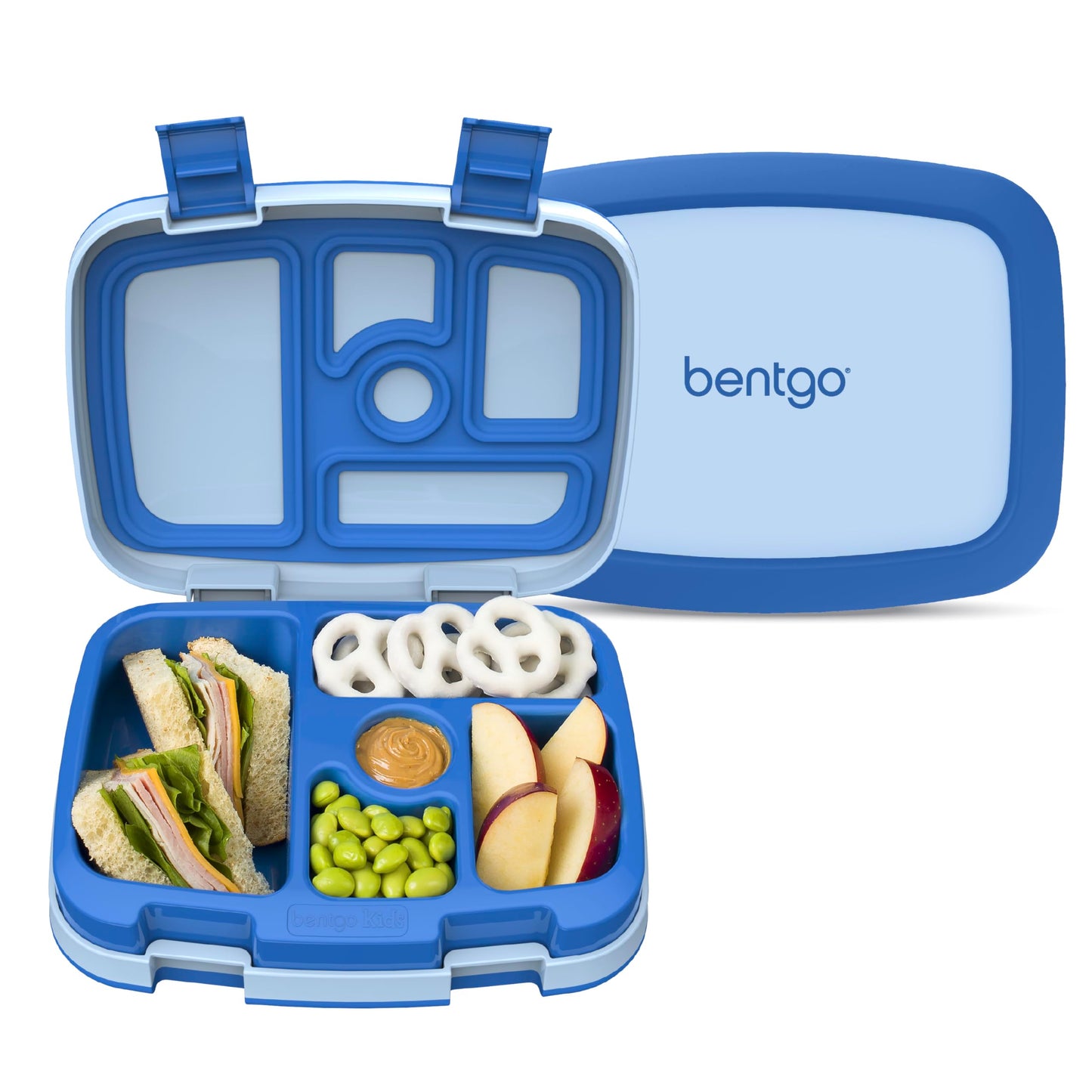 Bentgo® Kids Bento-Style 5-Compartment Lunch Box - Ideal Portion Sizes for Ages 3 to 7 - Leak-Proof, Drop-Proof, Dishwasher Safe, BPA-Free, & Made with Food-Safe Materials (Blue)