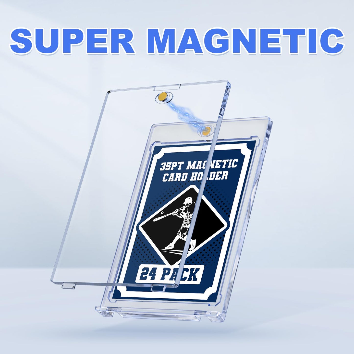 35pt Magnetic Card Holder for Trading Cards, 24 Pack Baseball Cards Protectors Hard Plastic for Collectible Sports Cards Acrylic Display Card Cases Fit 2.5x3.5in
