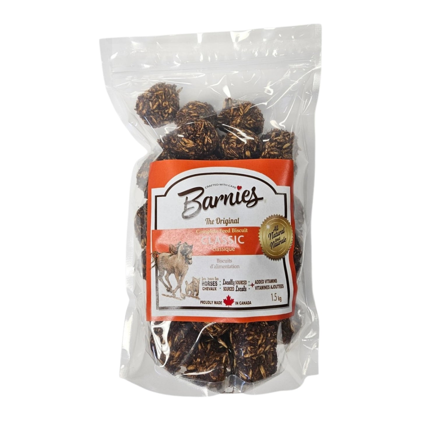 Barnie’s All-Natural Horse Treats – Vitamin-Enhanced, Locally Sourced, Canadian-Made Biscuits for Horses | 4 Flavours (1.5kg, Classic)