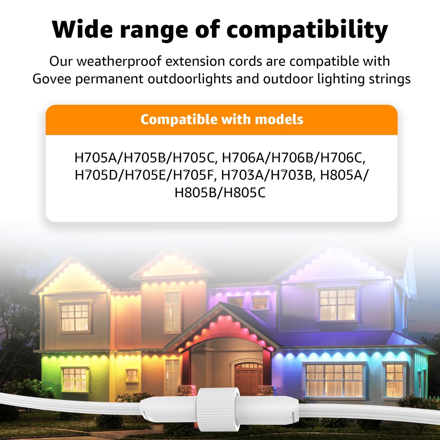 Norward Cable for Govee Permanent Outdoor Lights, IP68 Waterproof Power Cord, Compatible with Govee H705A H705B H705C and Other Outdoor Lighting Systems (16FT)