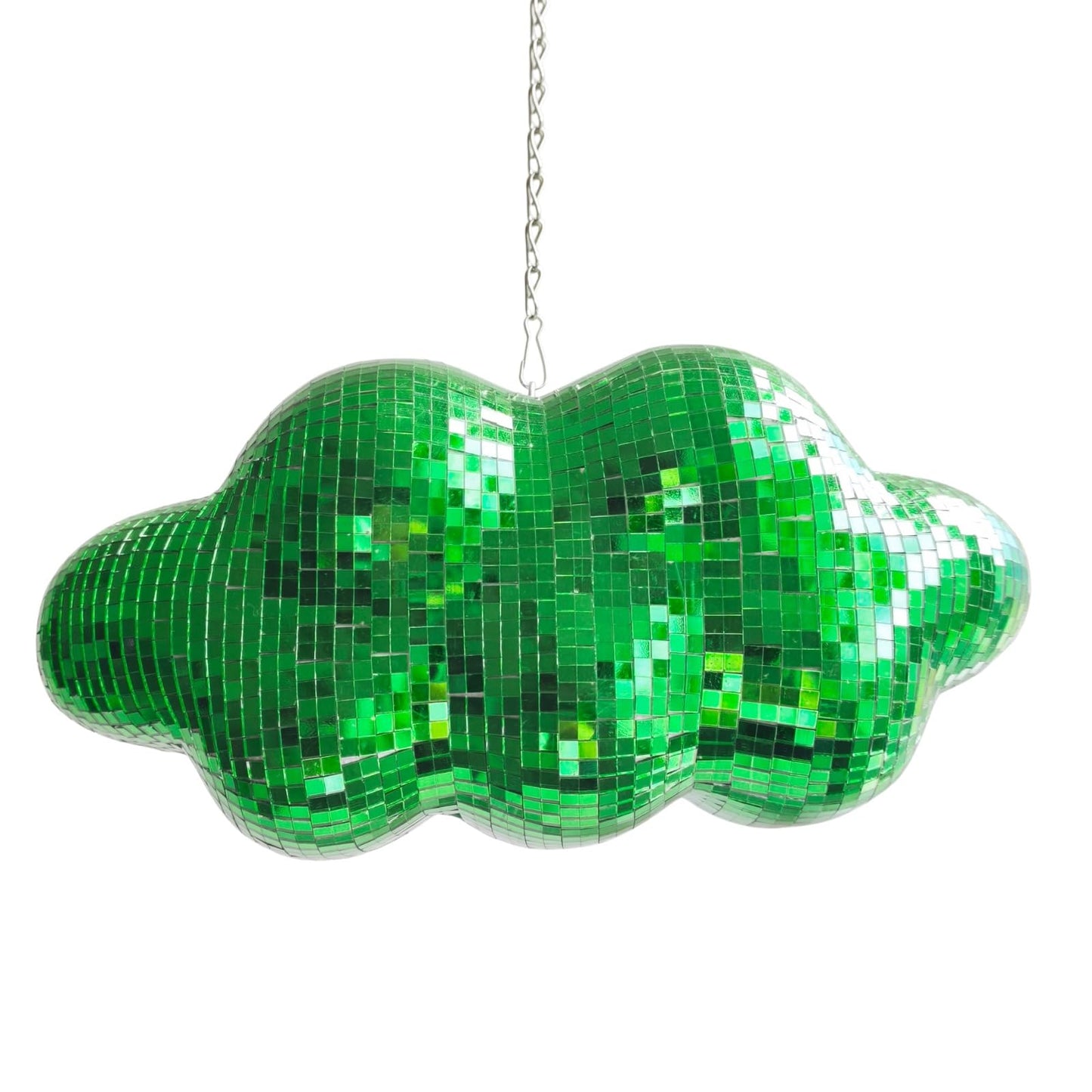 MFGDISCO Disco Ball Cloud Shaped, Cute Hanging Party Mirror Decor with Chain, Retro Light Reflective Ball for Party Home Decor, Disco Mirror Ornaments, Design Patent, Green