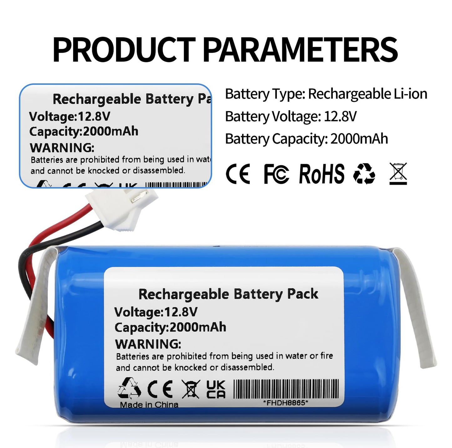 ZTHY New 2000mAh 12.8V Vacuum Battery Replacement for Lefant M210 M210B M210P M213 M213S,OKP Life K2 Robot Vacuum Cleaner Series IFR 18650 4S1P