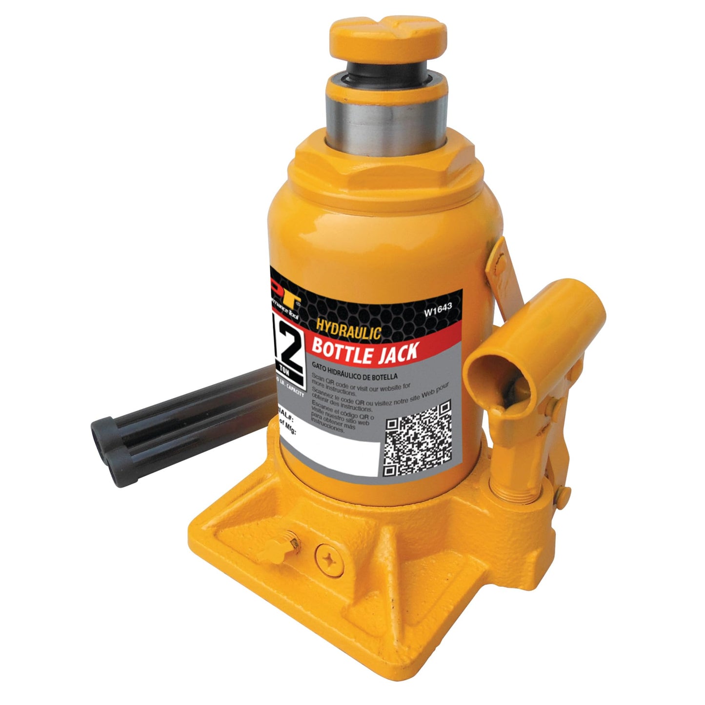Performance Tool W1643 12 Ton (24,000 lbs.) Heavy Duty Shorty Bottle Jack