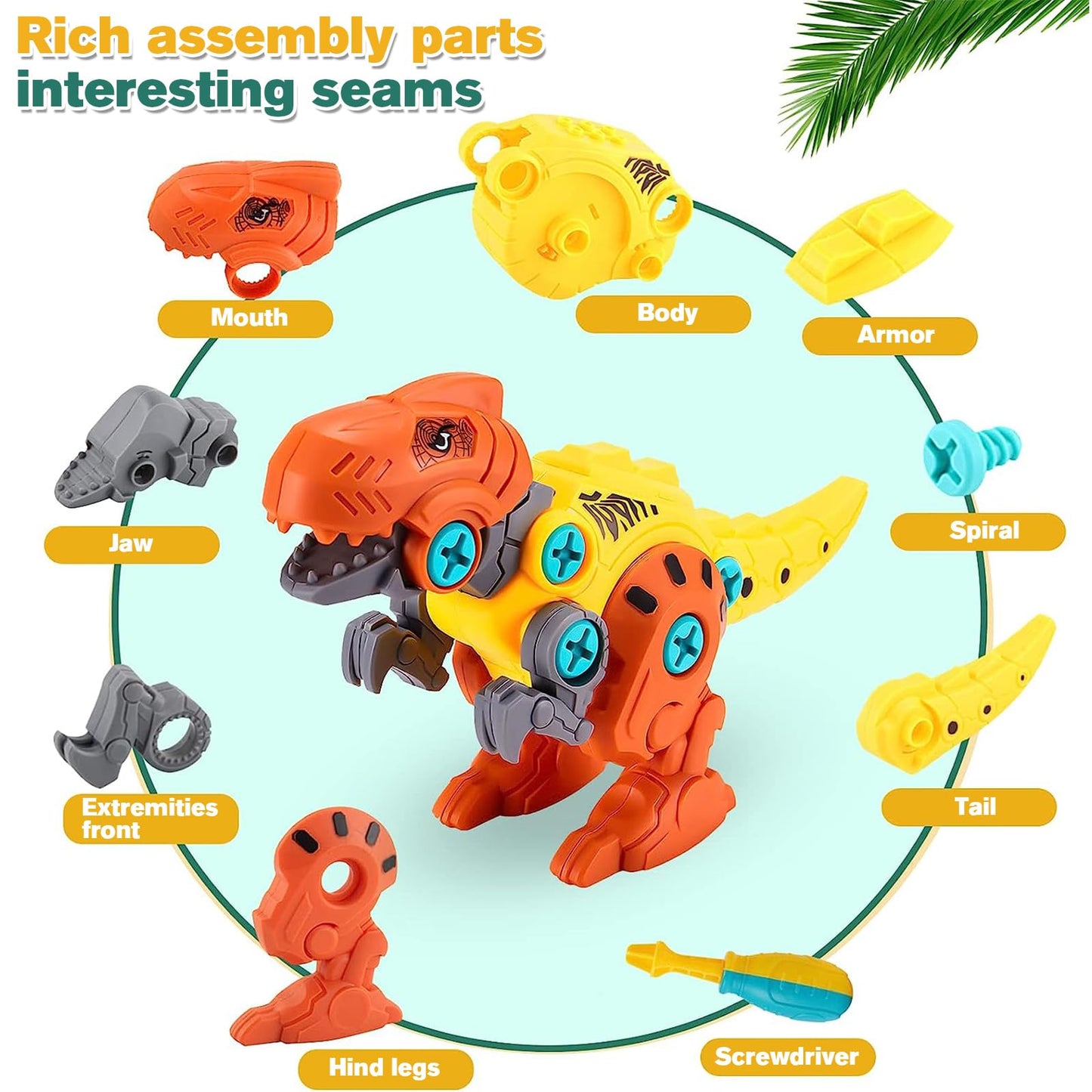Jasonwell Kids Building Dinosaur Toys - Boys STEM Educational Take Apart Construction Set Learning Kit Creative Activities Games Birthday Gifts for Toddlers Girls Age 3 4 5 6 7 8 Years Old (4PCS)