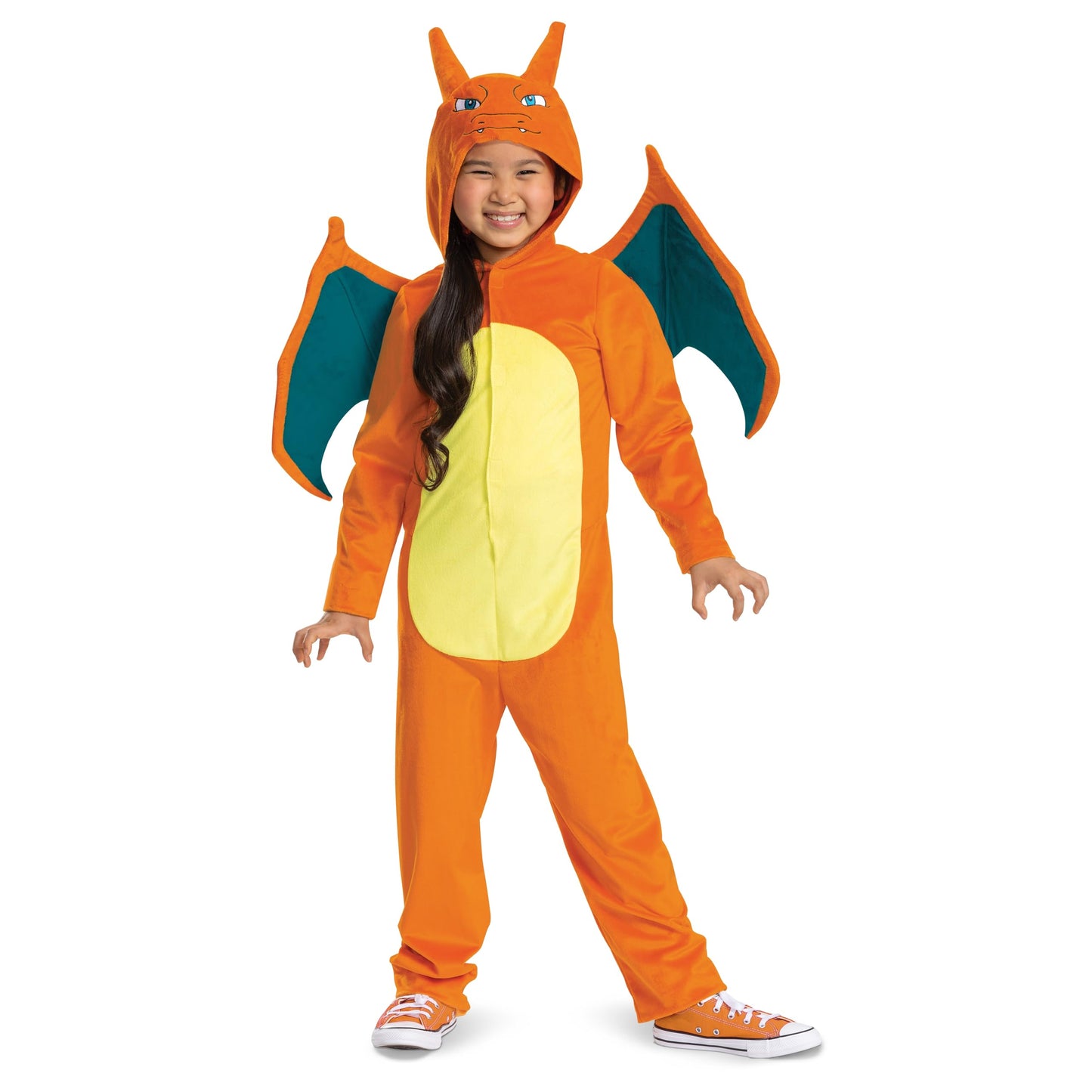 Charizard Costume for Kids, Official Pokemon Costume Hooded Jumpsuit, Child Size Large (10-12)