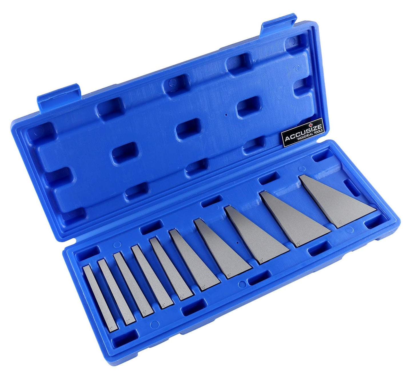 Accusize Industrial Tools 3'' x 1/4'' (Length x Thickness) Precision Angle Blocks, 10 Pcs/Set, 3602-0111