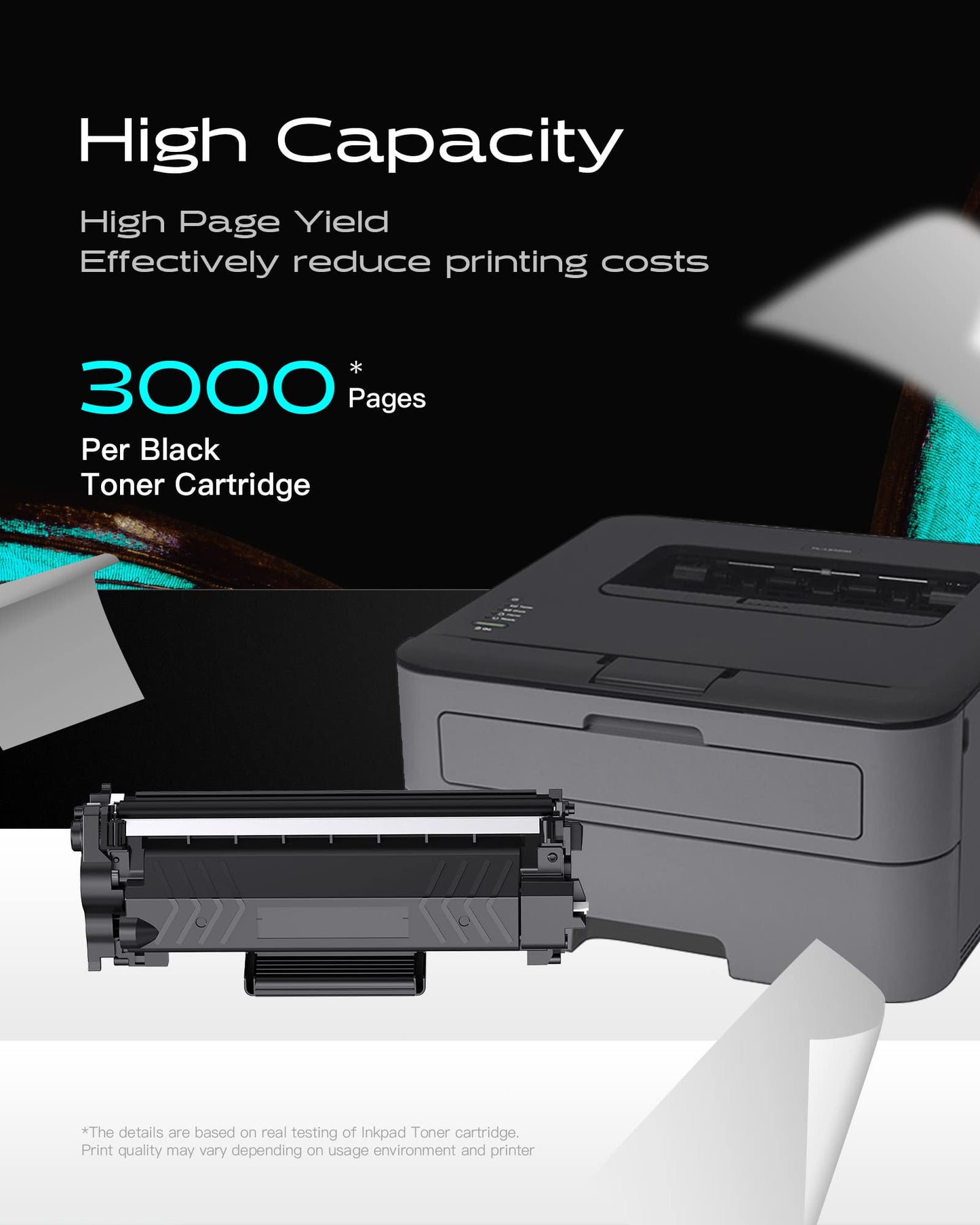iNKPAD TN760 4PK Toner Cartridge Replacement for Brother High Yield TN-760 TN730 Toners| Compatible with DCP-L2550DW HL-L2350DW HL-L2370DW HL-L2390DW HL-L2395DW MFC-L2750DW