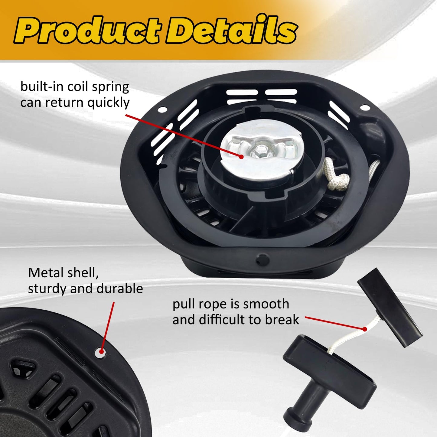 WOTIAN Recoil Starter Compatible with Champion 212cc 196cc 224cc Pull Start Assembly Generator Parts 3500w 4000w Part#22.061000.00
