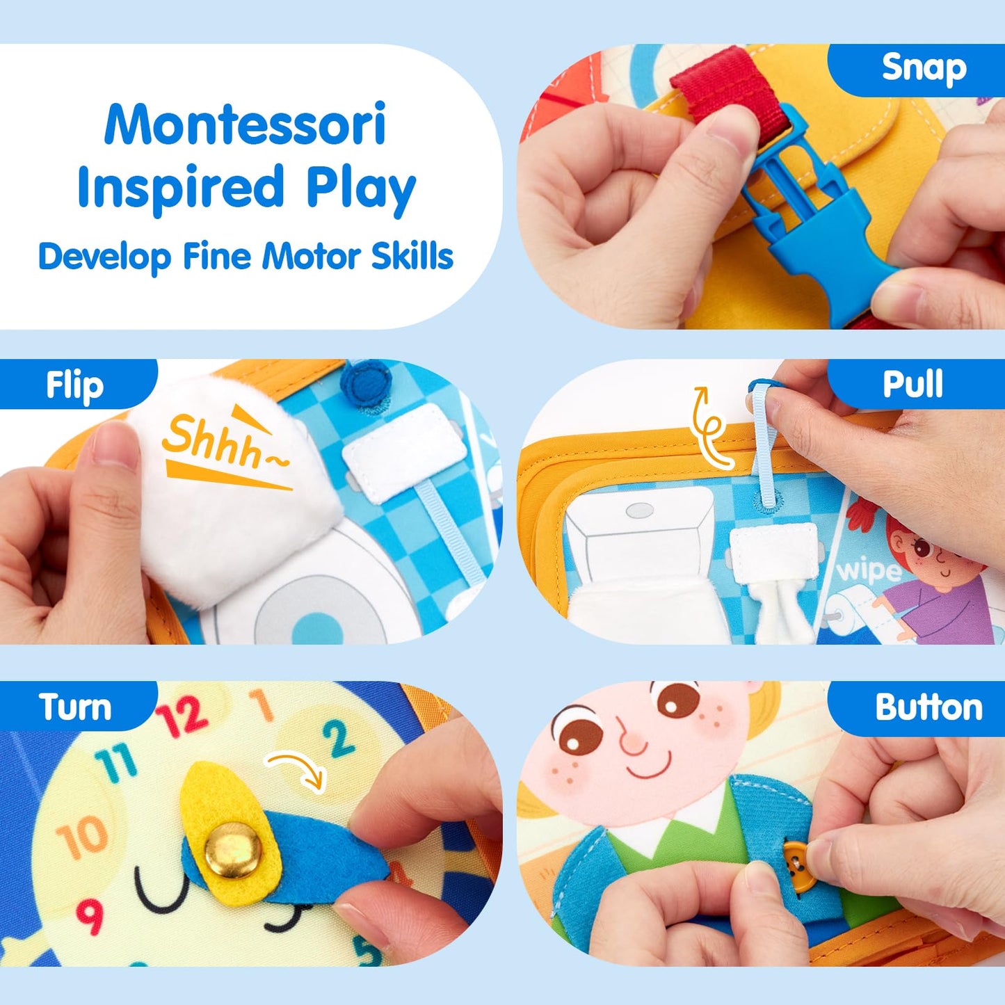 hahaland Preschool Busy Books for Toddlers 2-4 - Montessori Toddler Busy Board for 2 3 Year Old, 20 in 1 Quiet Book Educational Toddler Toys for 1 2 3 Year Old Boy Girls Gifts