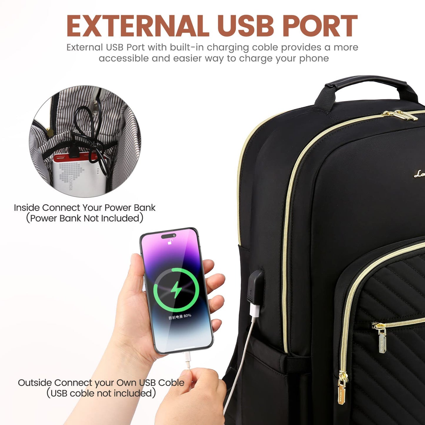 LOVEVOOK Laptop Backpack for Women,Laptop Bag for Women 15.6 inch,Waterproof Travel Backpack Purse,Stylish Womens Backpack,Work Computer Bags Bookbag Teacher School Back Pack with USB Port,Black