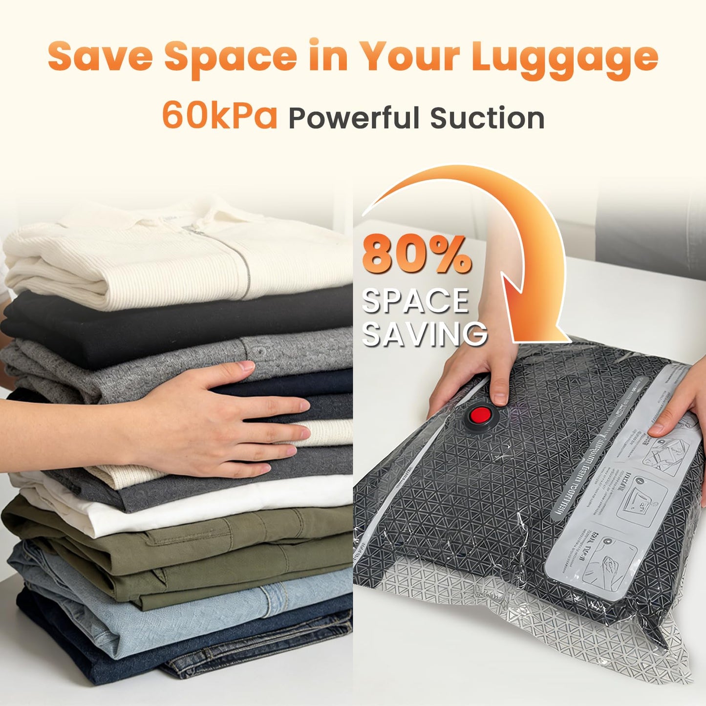 AURYAO 2026 Update 18 Pack Vacuum Bags for Travel 2000mAh Pump 1.5s Start Reusable Vacuum Bags for Clothes Space-Saving Organizer for World Cup Soccer Fan Match Day Luggage