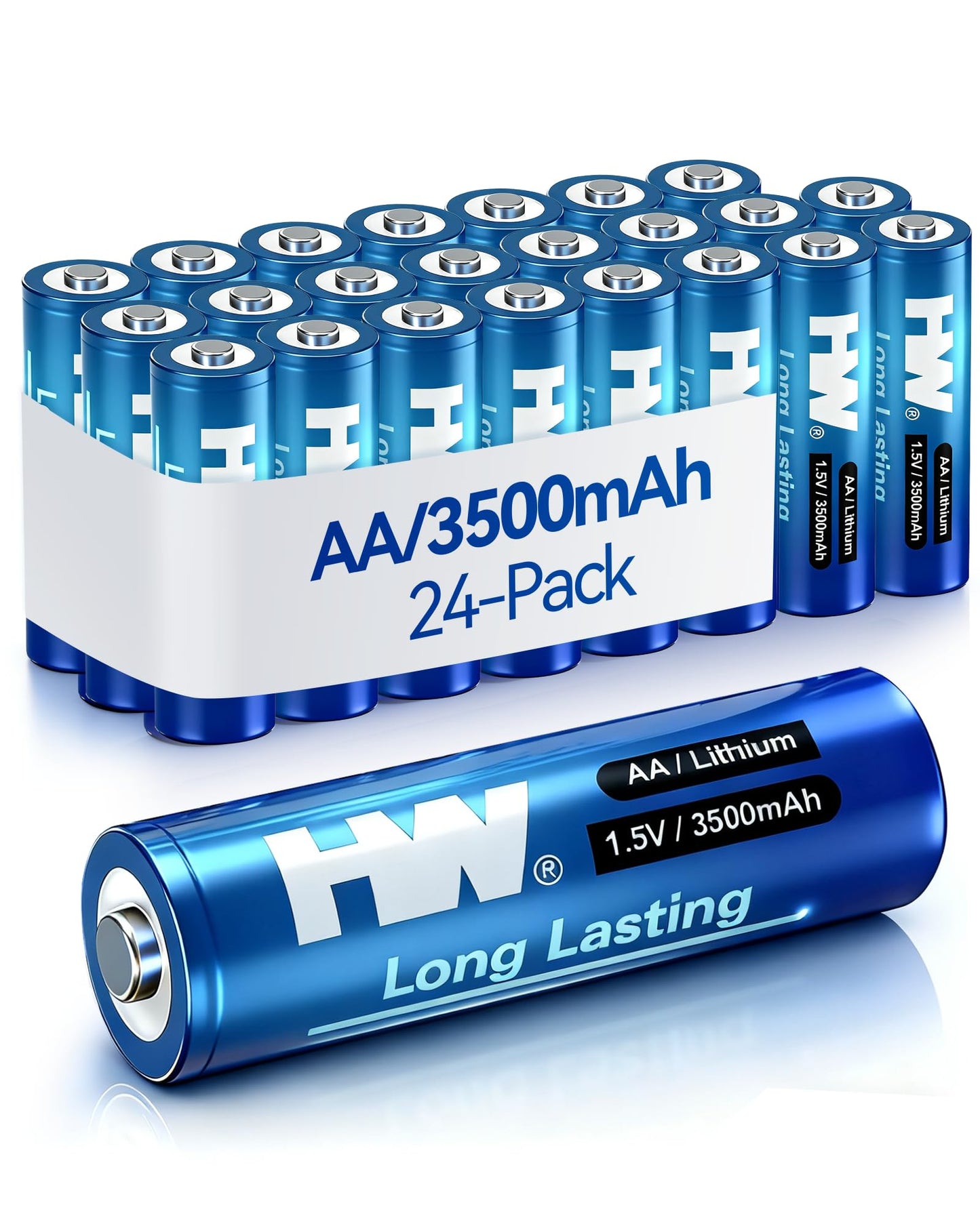 HW Lithium Batteries AA 24 Pack, [1.5V, 3500mAh] Non-Rechargeable Long Lasting Double A Battery for Household Devices, Cameras, Remote Controls, Gaming Controllers, Flashlights, Toys and More