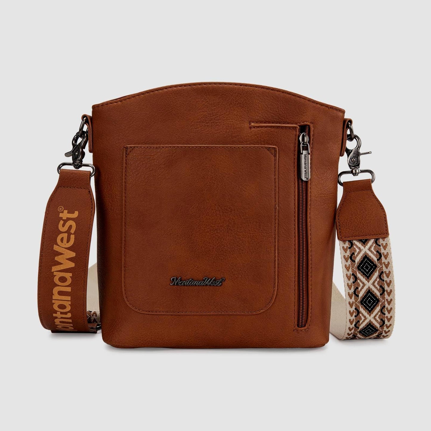 Montana West Multi Zip Pocket Large Crossbody Bag With Guitar Strap MWC-185DBR