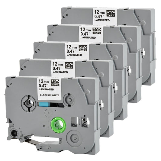 10 Pack Label Tape Replacement for Brother TZe-231 TZ-231 TZe231 Tz 1/2" 12mm,Laminated Black on White 0.47" for pTouch Printer PT-D400 PT-D210 PT-D200 PT-D600 PT-1890 PT-H110 Label Maker