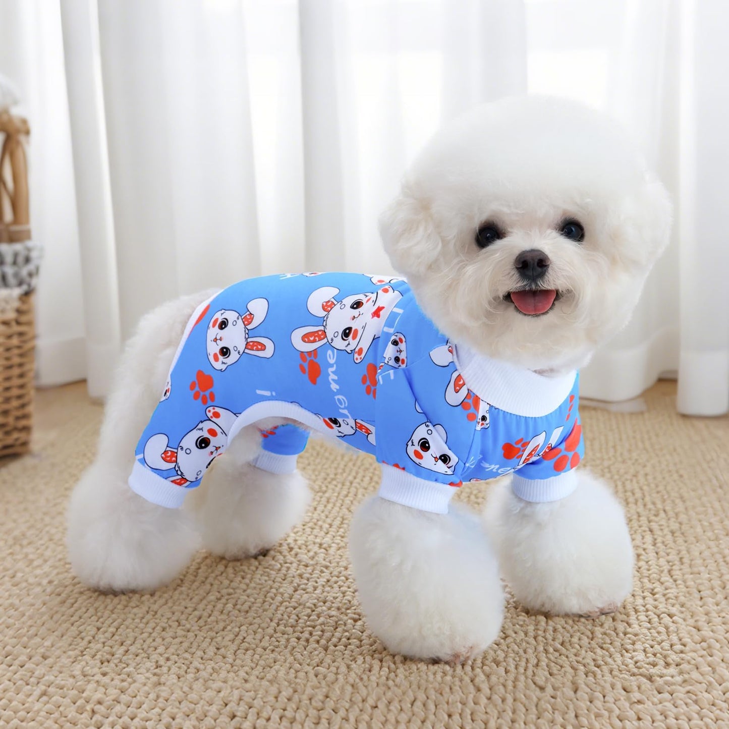 XPUDAC 4 Piece Dog Pajamas for Small Dogs Pjs Clothes Puppy Onesies Outfits for Doggie Christmas Shirts Sleeper for Pet Cats Jammies-M