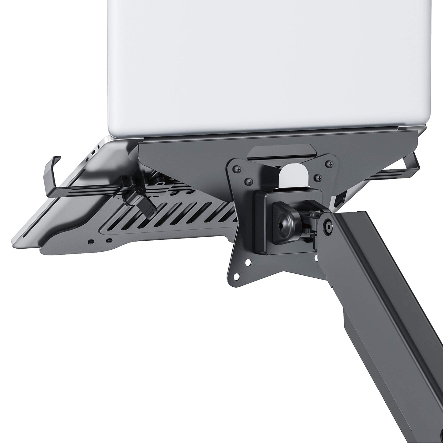 SHOPPINGALL Laptop Mount Tray for Monitor Arms and Stands (Tray Only) | Notebook Arm Mount Tray Fits 75 x 75 and 100 x 100 VESA Mount Holes Fully Secures Laptop - SA-LH03-Black
