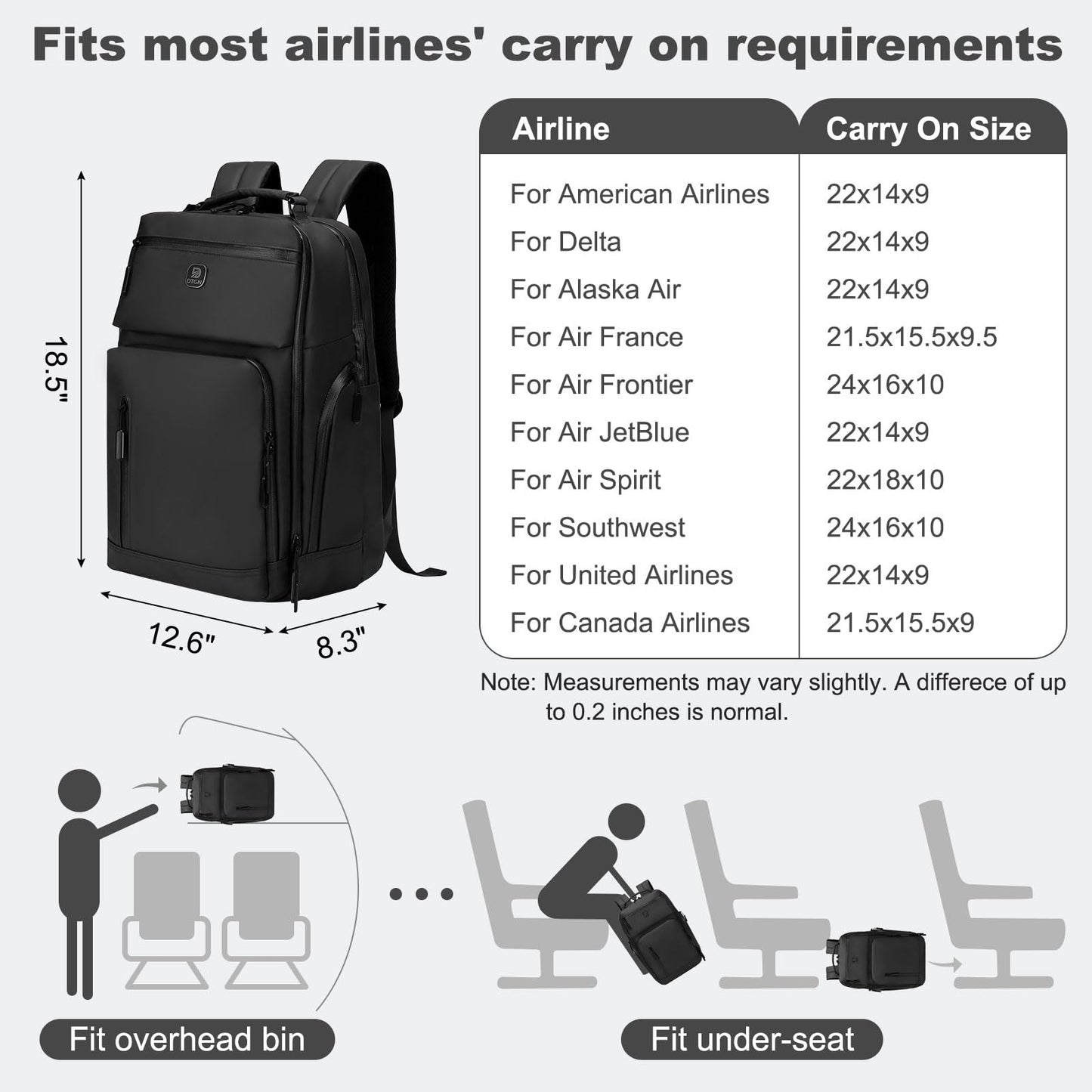 DTGN Large Capacity Water Resistant Laptop Backpack, 17 Inch Airplane Approved Durable Bag for College, Business Travel, Black