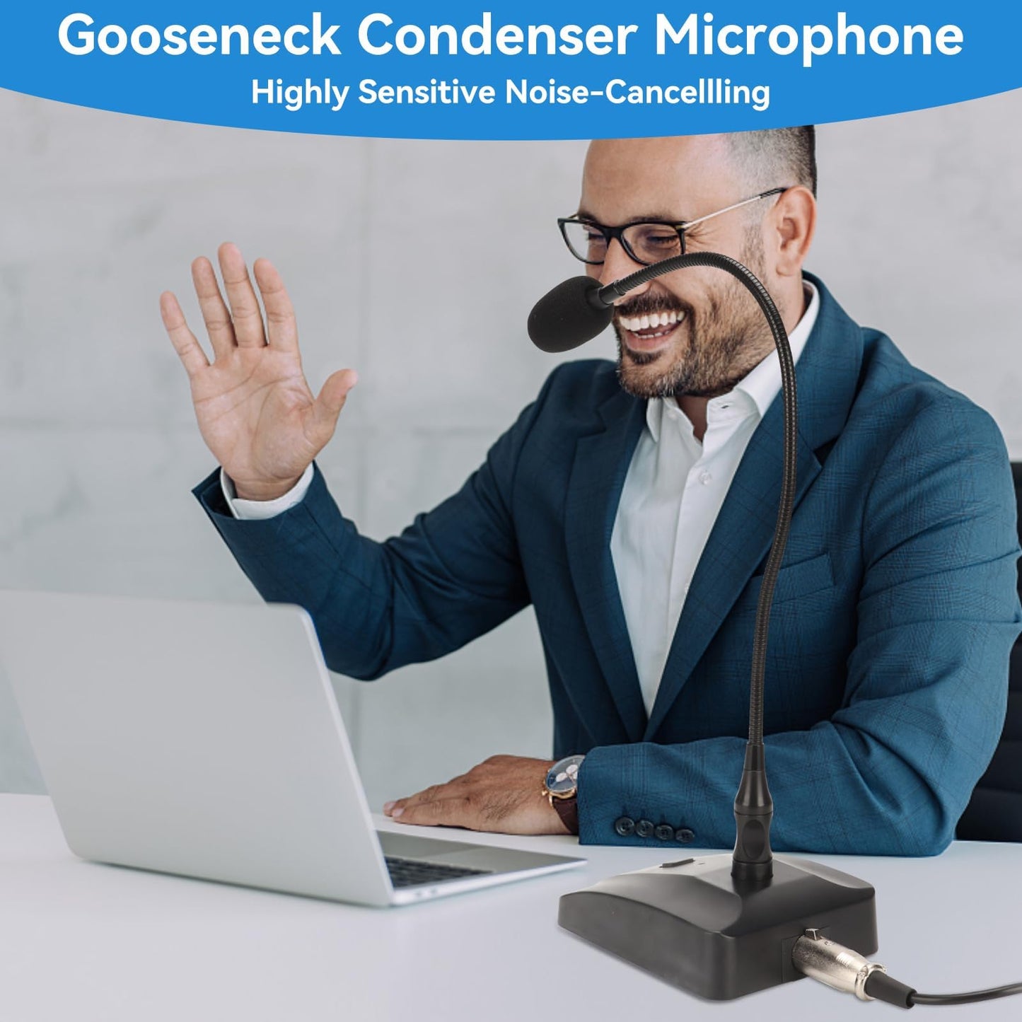 Gooseneck Condenser Microphone, Desktop Mic 6.35mm Wired Microphone Podium Microphones USB Microphone Desktop Paging Mic Corded Voice Mic for Meetings Lectures
