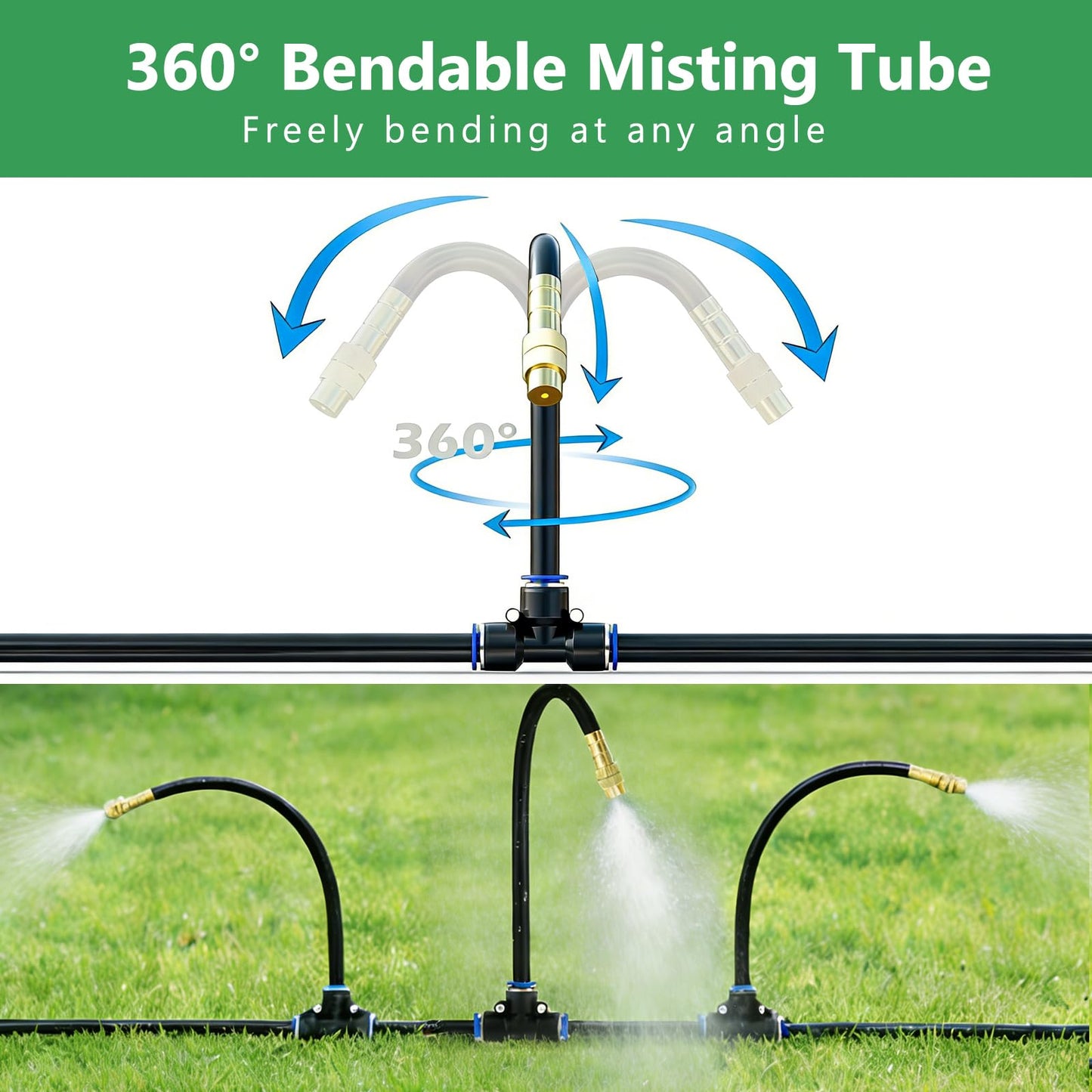 65FT 5/16 Inch Drip Irrigation System for Garden, 2026-Upgrade High-Flow Garden Watering Kit with 20 Adjustable Copper Nozzles, Even Water Distribution for Lawn & Greenhouse