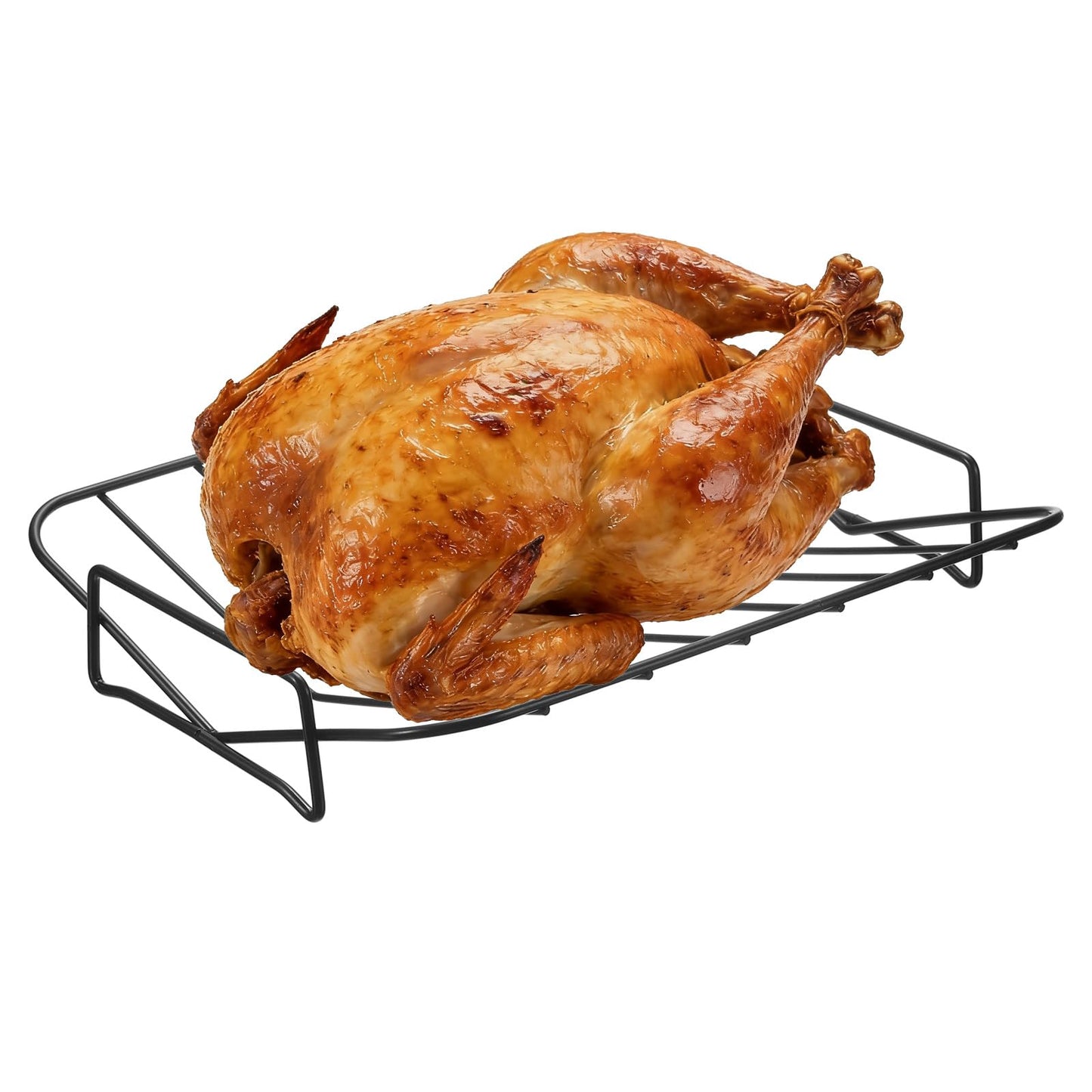 uxcell Roasting Rack, 13.4x10.4 Carbon Steel V-Shaped Roasting Rack for Turkey Dual-Purpose Turkey Roaster Green Egg Accessories for Outdoor Camping Picnic Grilling Barbecuing, Black